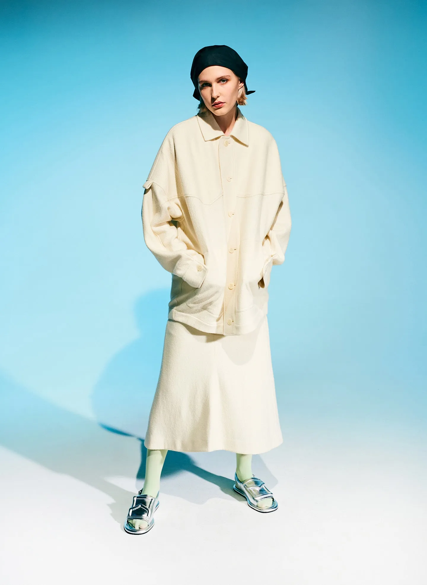 Boiled Wool Oversized Western Shirt Jacket sold by Tibi product image thumbnail 5