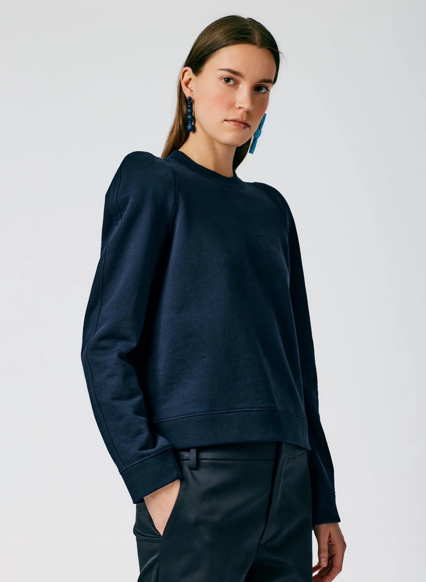 Sculpted Shoulder Sweatshirt sold by Tibi product image thumbnail 5
