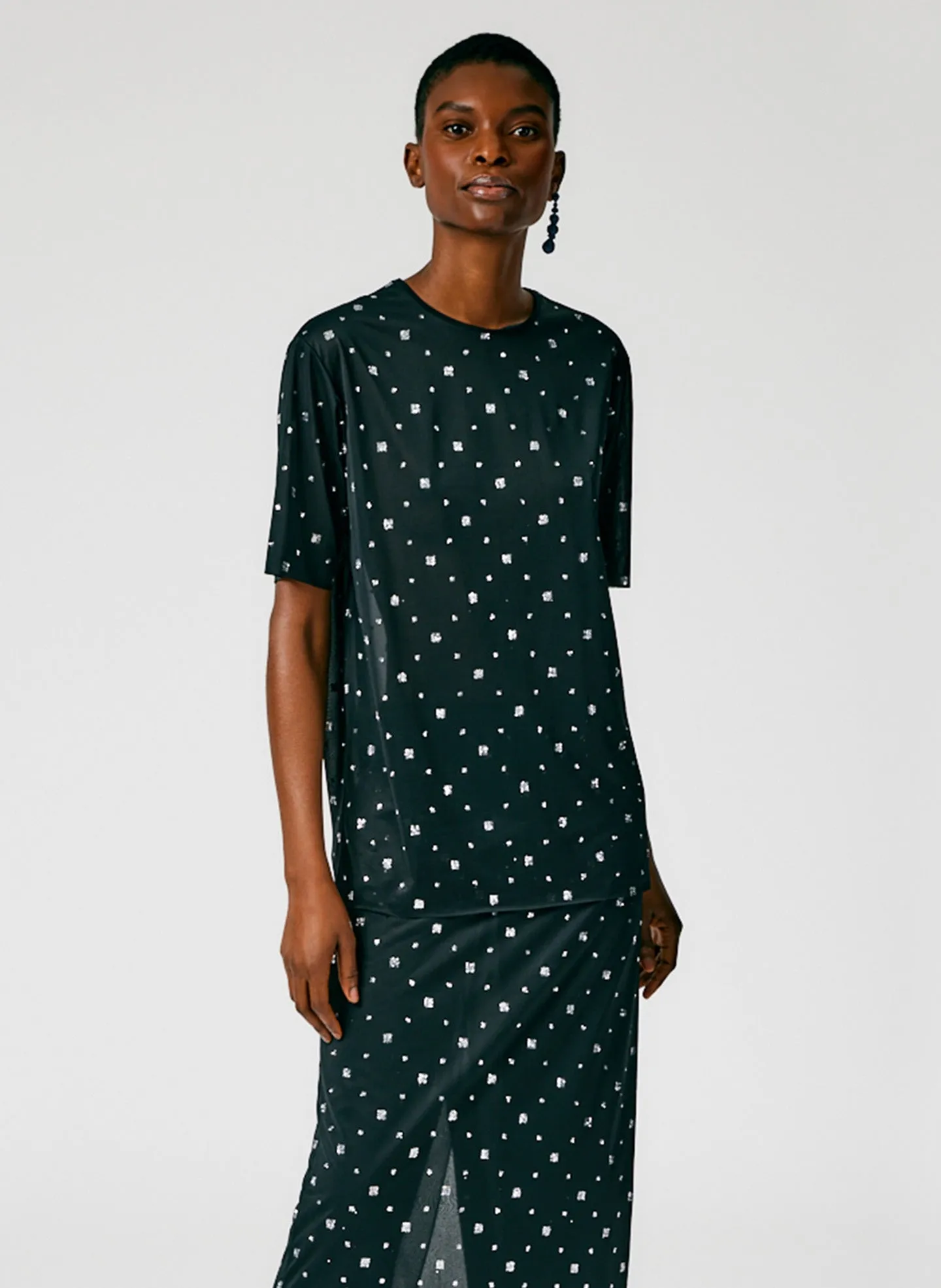 Sheer Metallic Speckle Easy T-Shirt sold by Tibi
