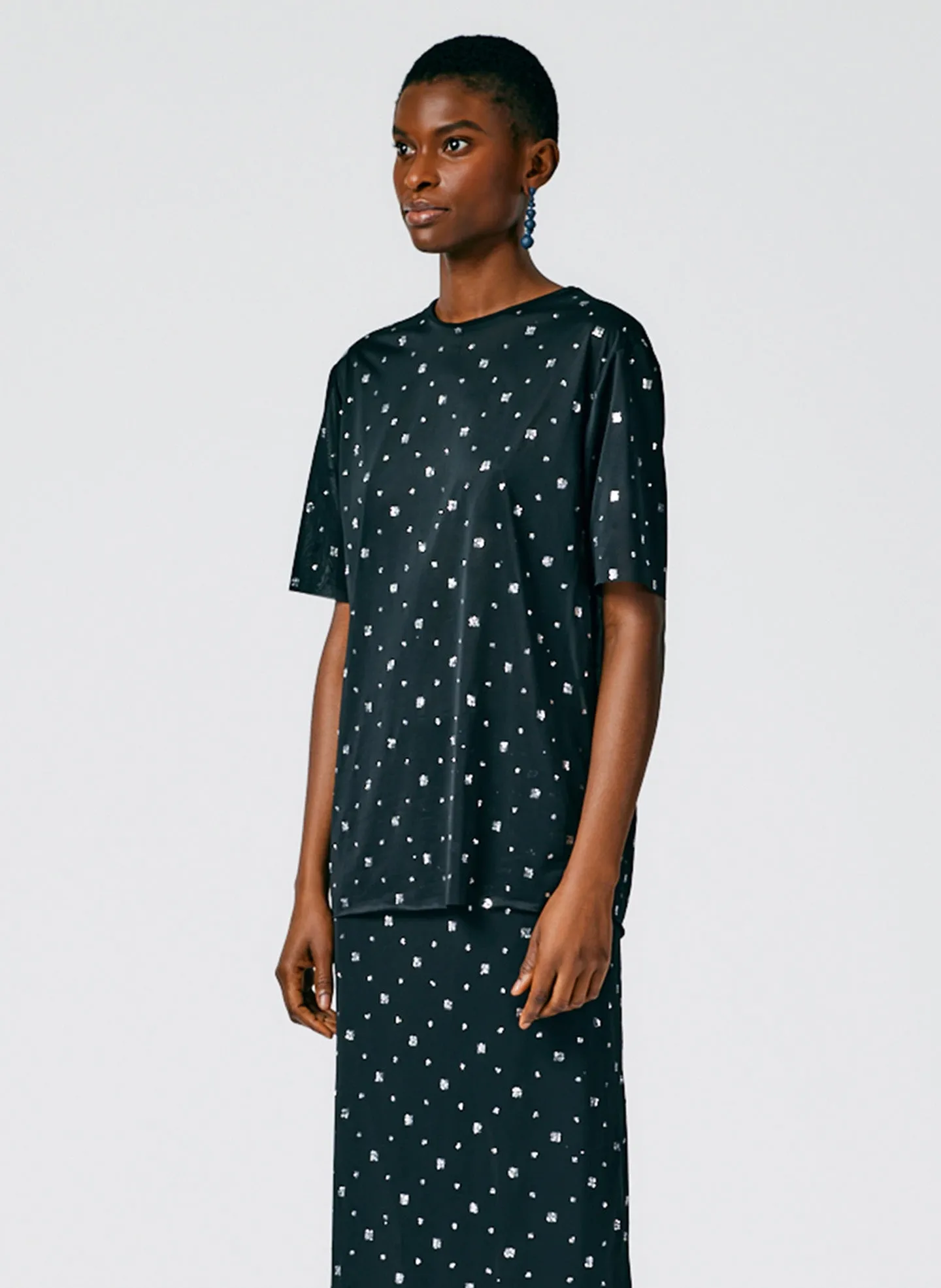 Sheer Metallic Speckle Easy T-Shirt sold by Tibi product image thumbnail 3