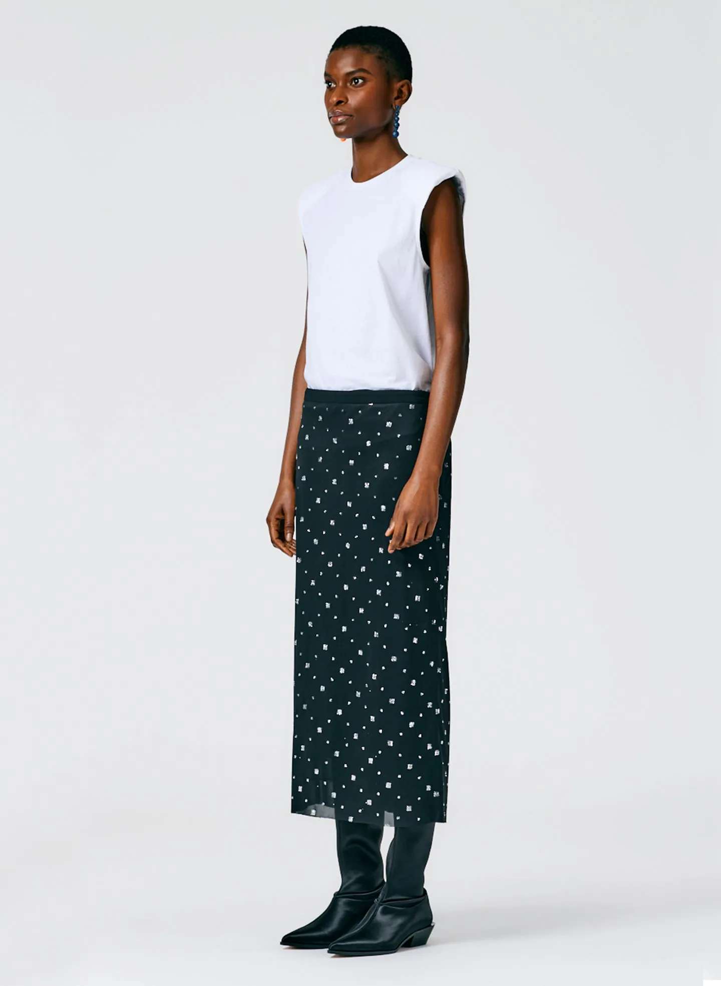 Sheer Metallic Speckle Pencil Skirt sold by Tibi product image thumbnail 3