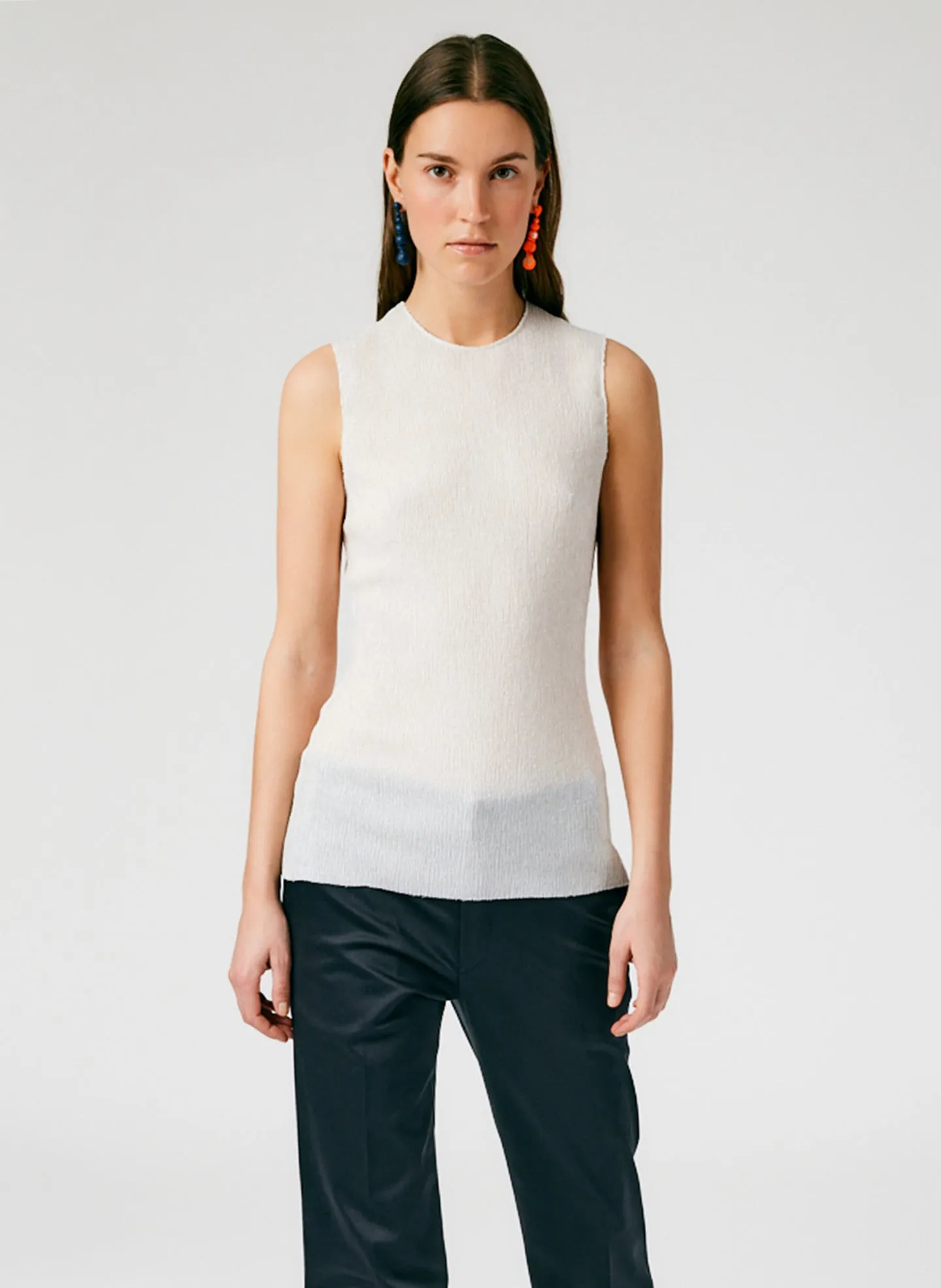 Sage Crinkle Lyocell Fitted Tank sold by Tibi