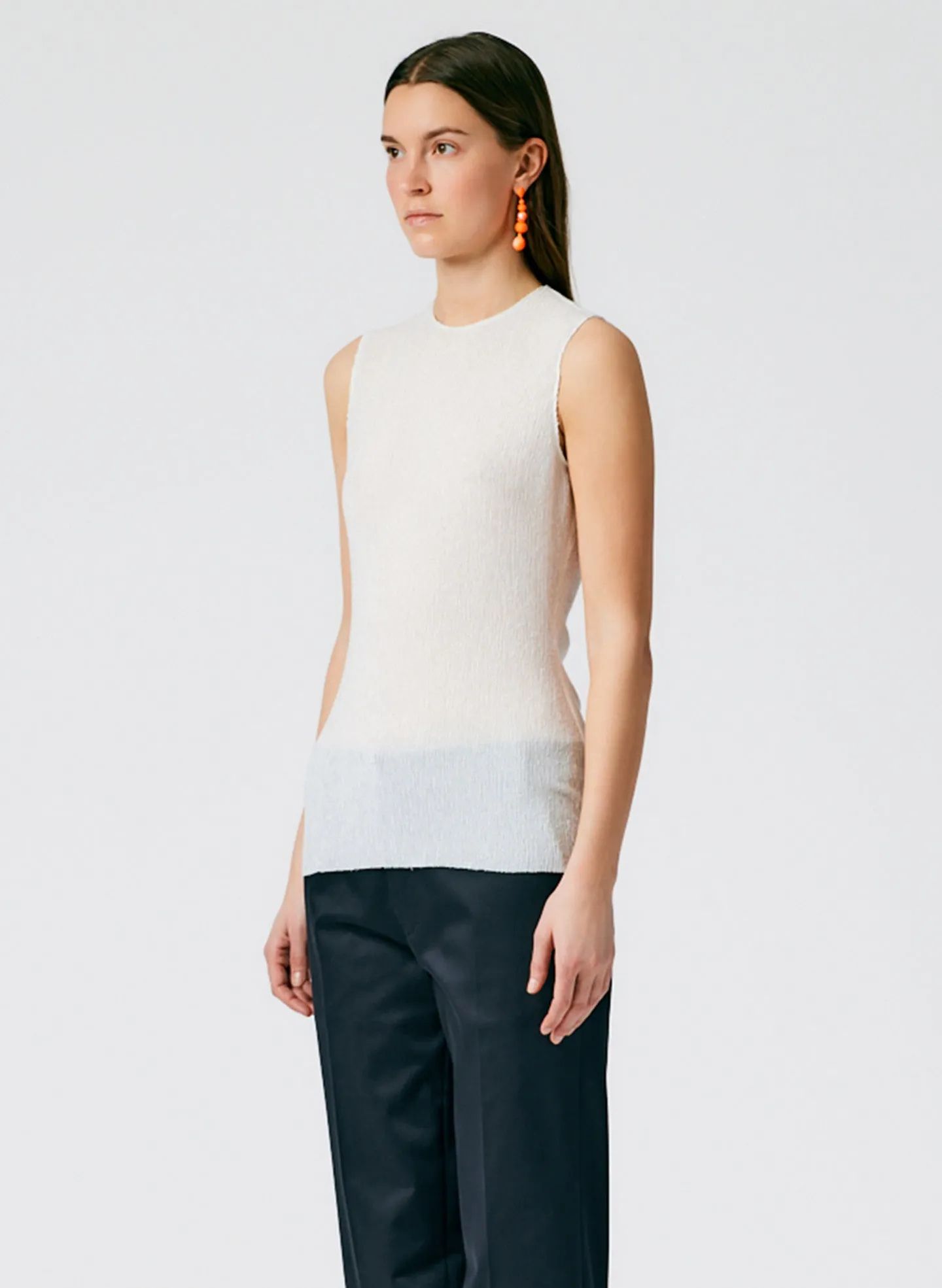 Sage Crinkle Lyocell Fitted Tank sold by Tibi product image thumbnail 3