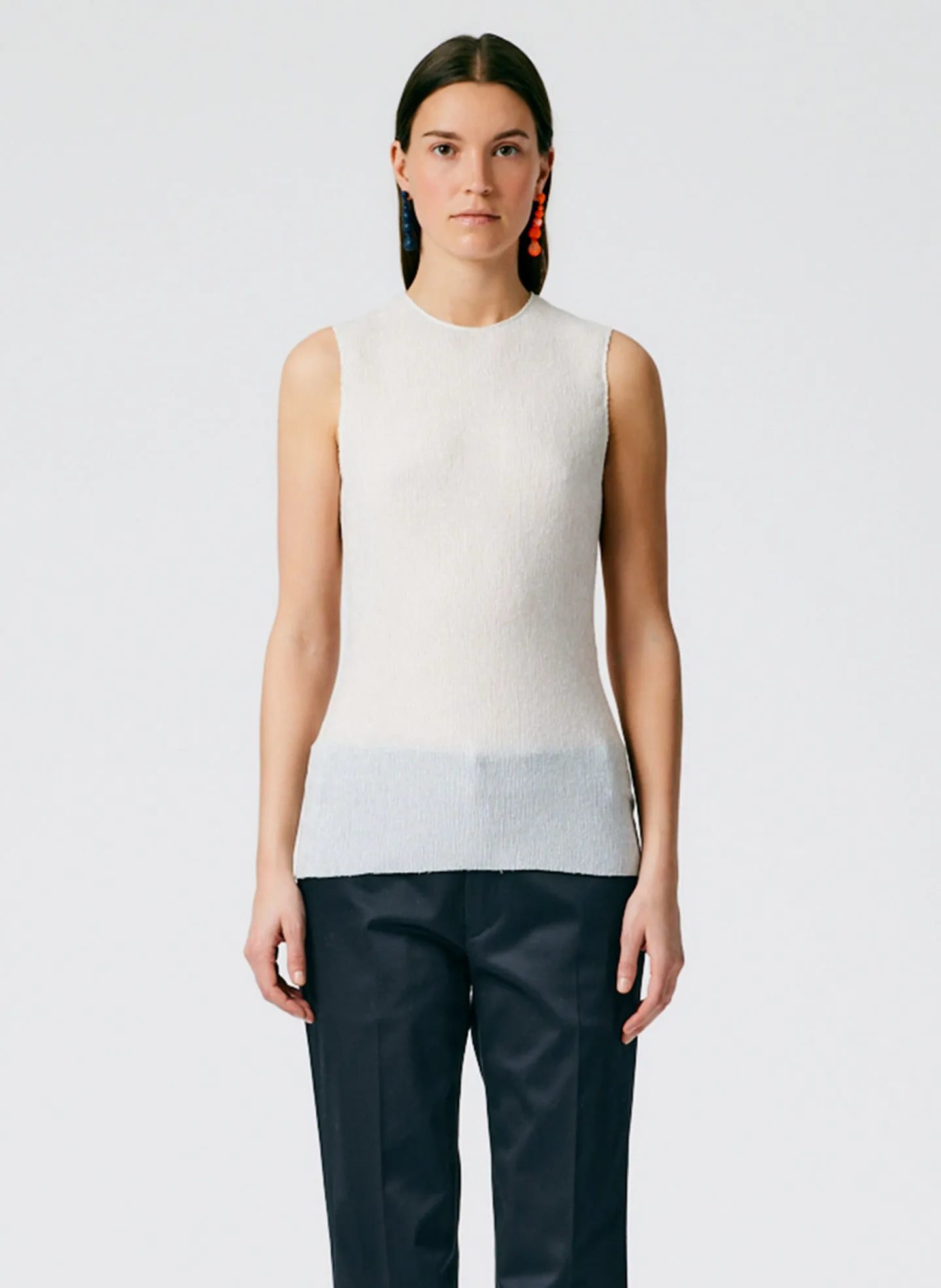Sage Crinkle Lyocell Fitted Tank sold by Tibi product image thumbnail 2