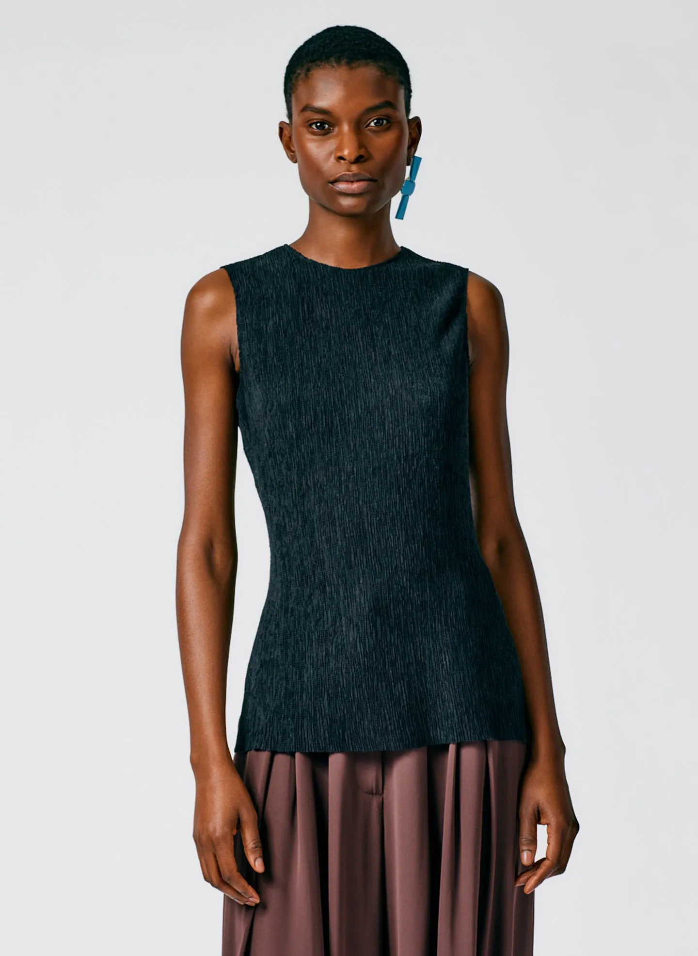 Sage Crinkle Lyocell Fitted Tank sold by Tibi