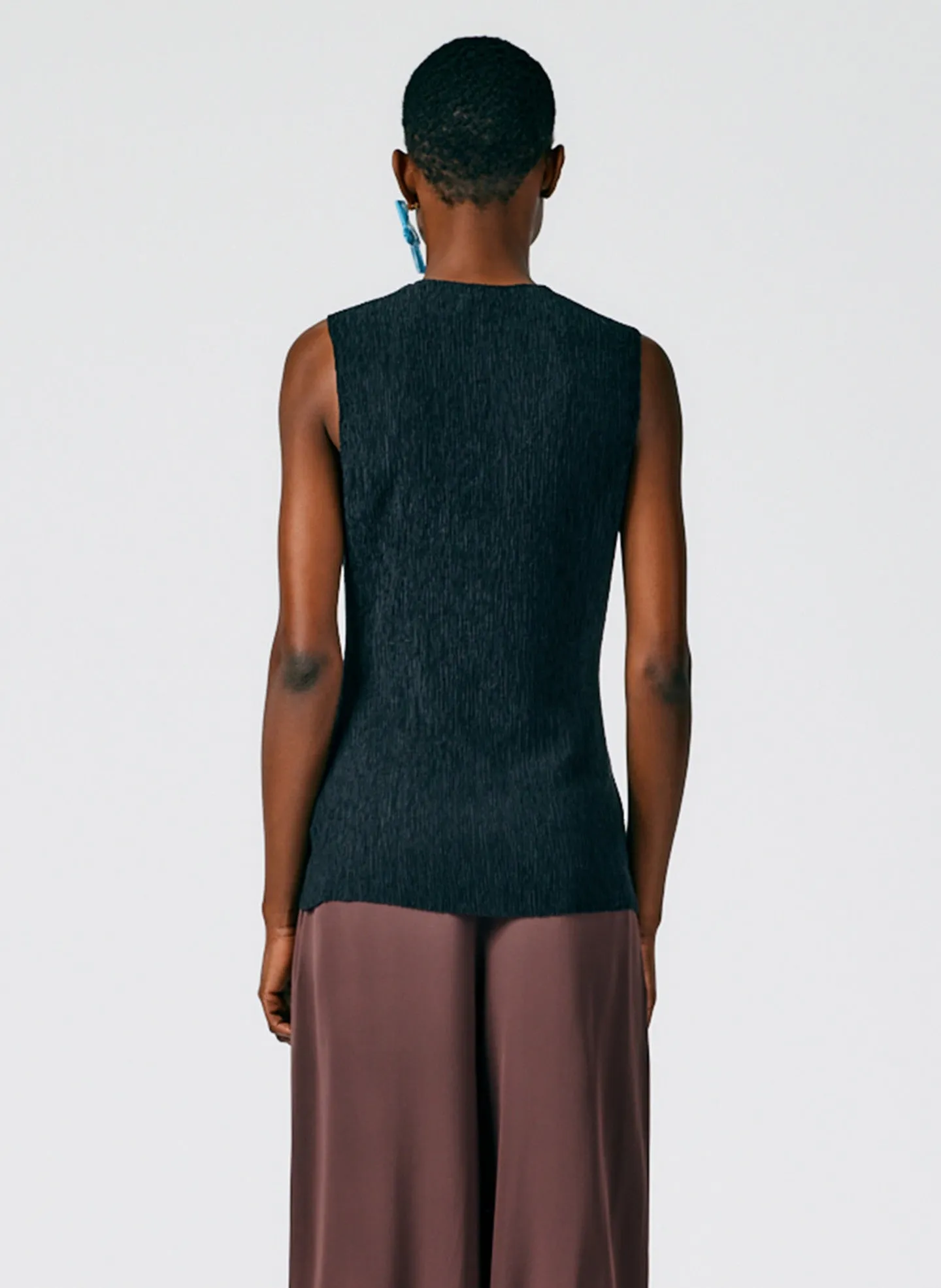 Sage Crinkle Lyocell Fitted Tank sold by Tibi product image thumbnail 4