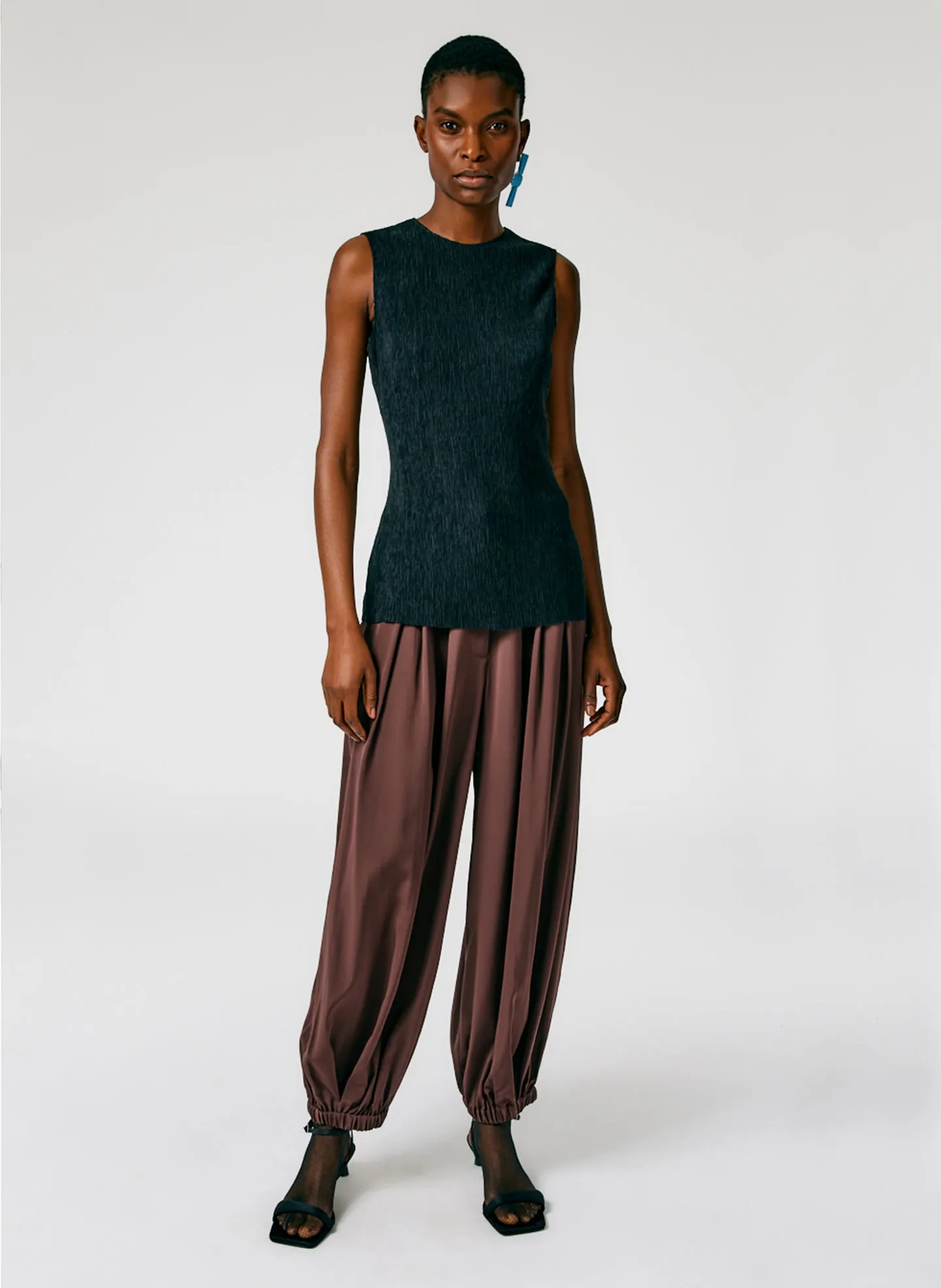 Sage Crinkle Lyocell Fitted Tank sold by Tibi product image thumbnail 5