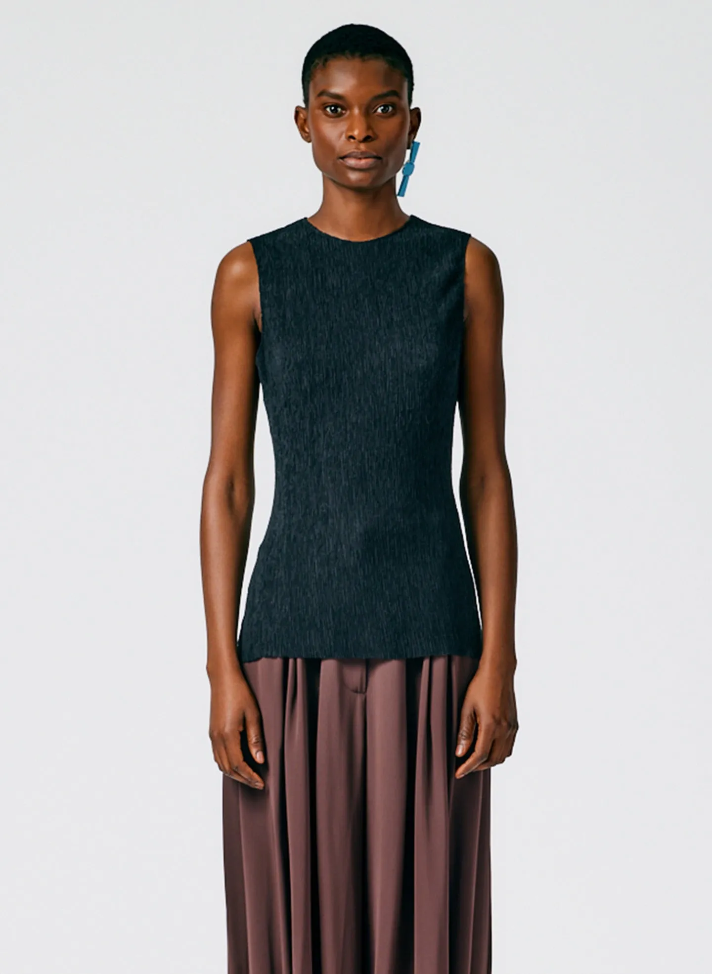 Sage Crinkle Lyocell Fitted Tank sold by Tibi product image thumbnail 2