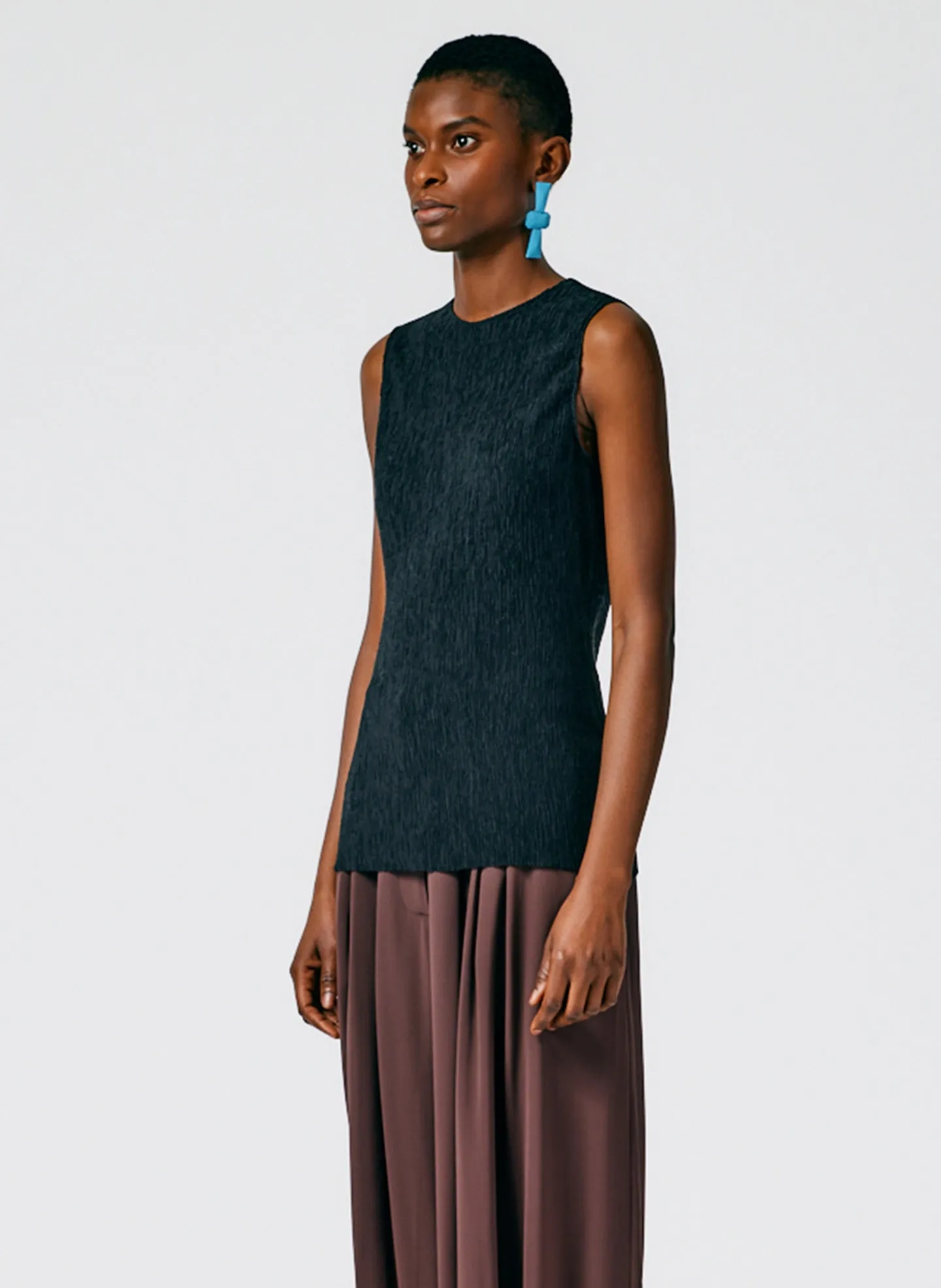 Sage Crinkle Lyocell Fitted Tank sold by Tibi product image thumbnail 3