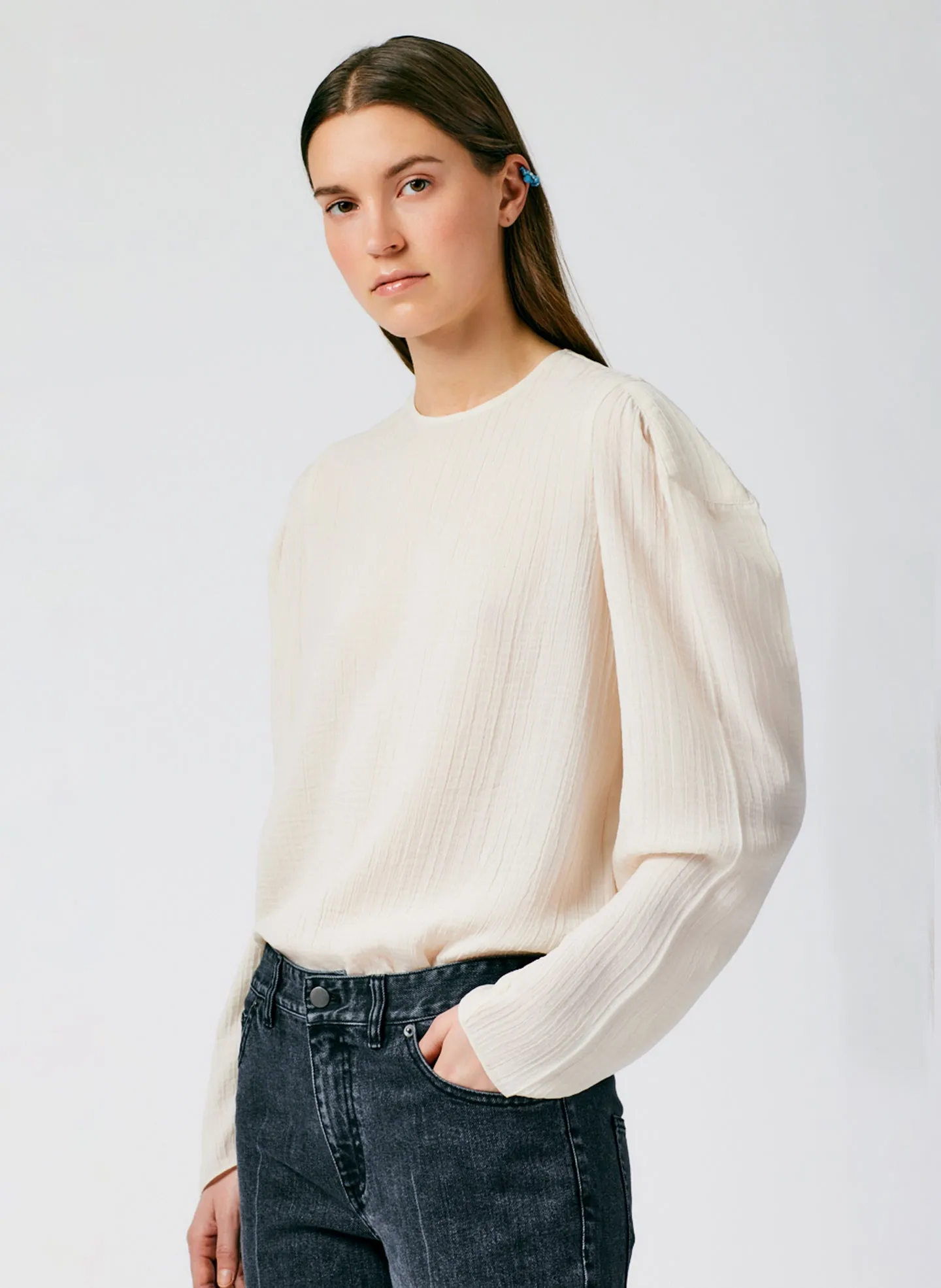 Grey Stretch Denim Elfie Jean sold by Tibi product image thumbnail 5