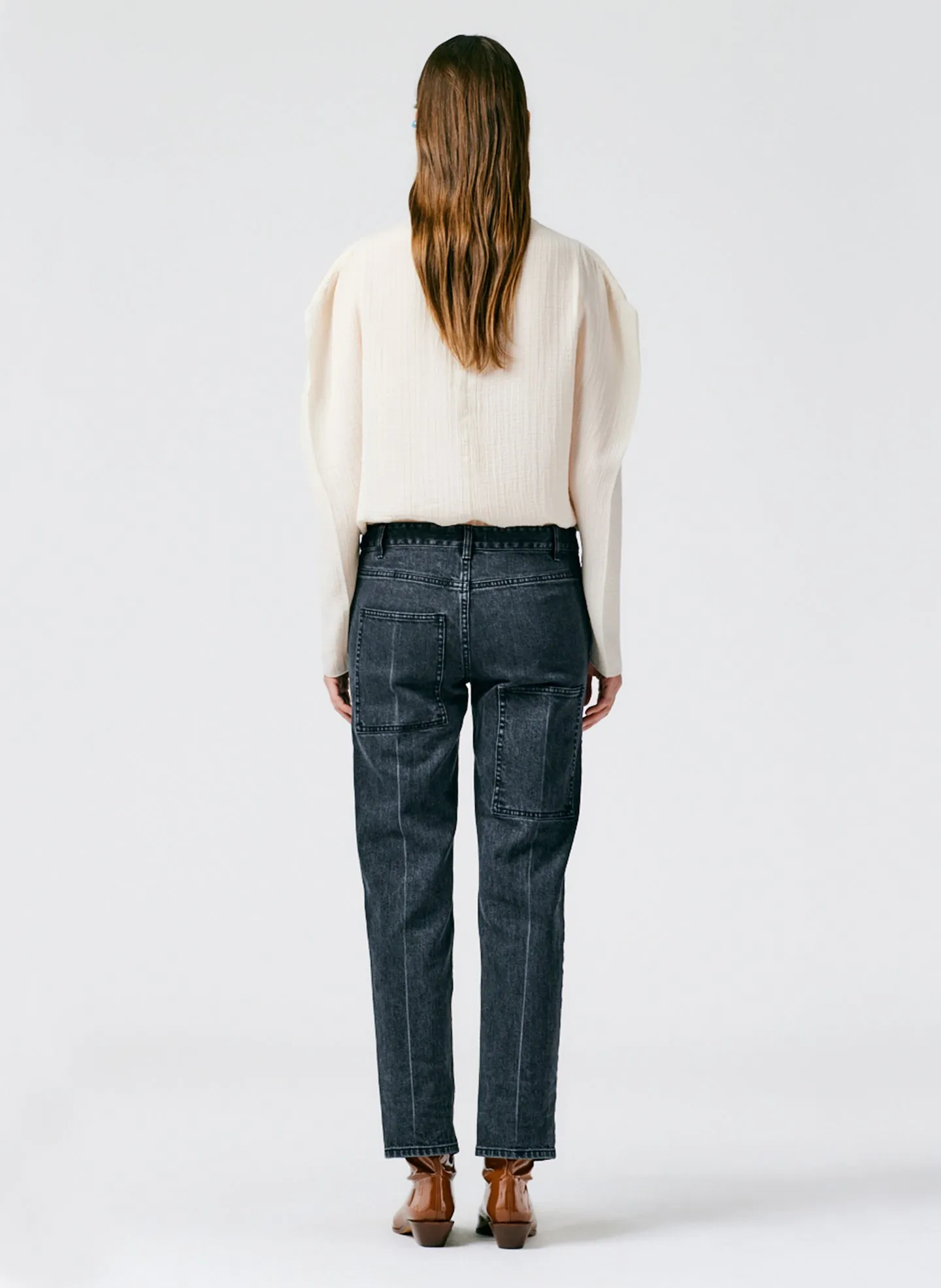 Grey Stretch Denim Elfie Jean sold by Tibi product image thumbnail 4