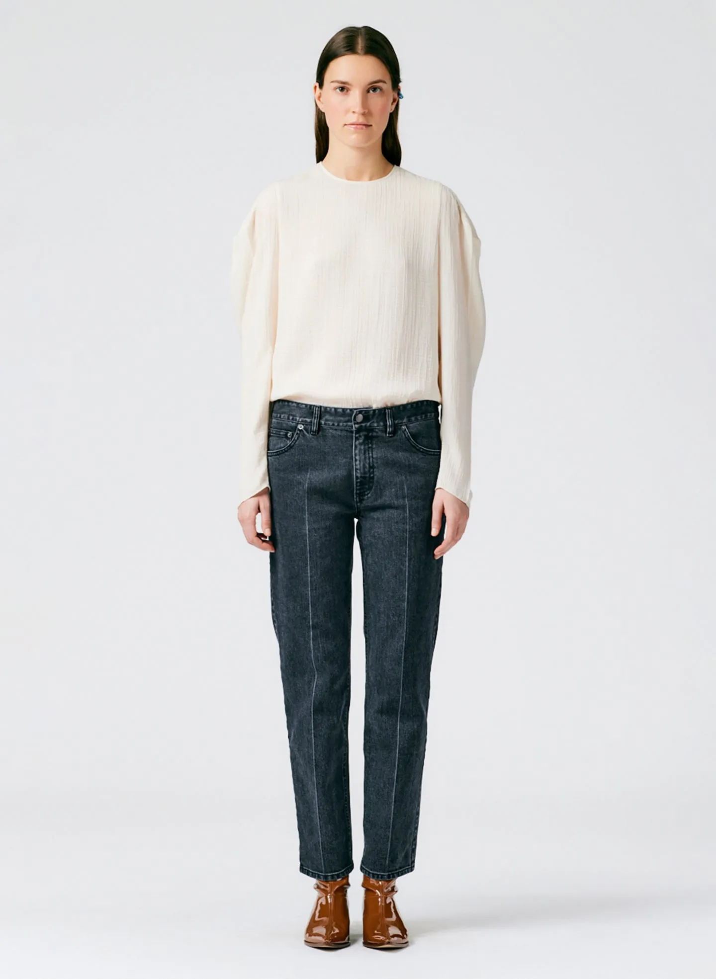 Grey Stretch Denim Elfie Jean sold by Tibi product image thumbnail 2