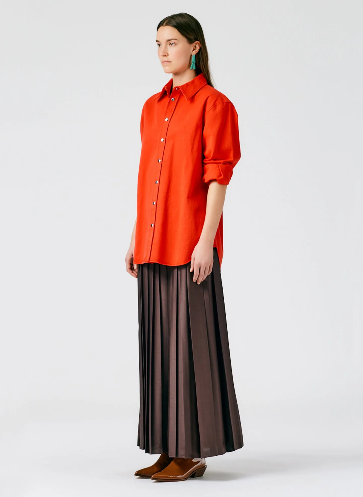 Feather Weight Pleated Pull On Maxi Skirt sold by Tibi product image thumbnail 3