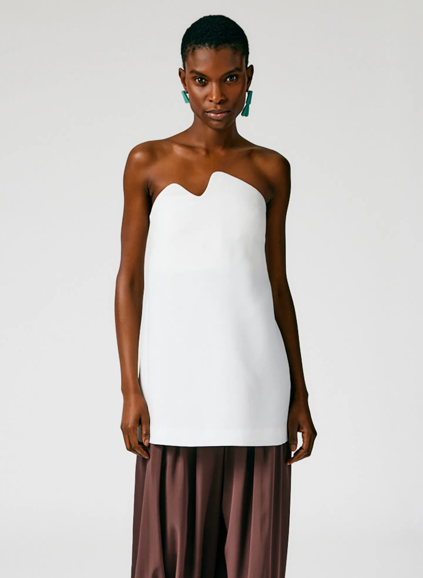Fluid Drape Squiggly Strapless Tunic Top sold by Tibi