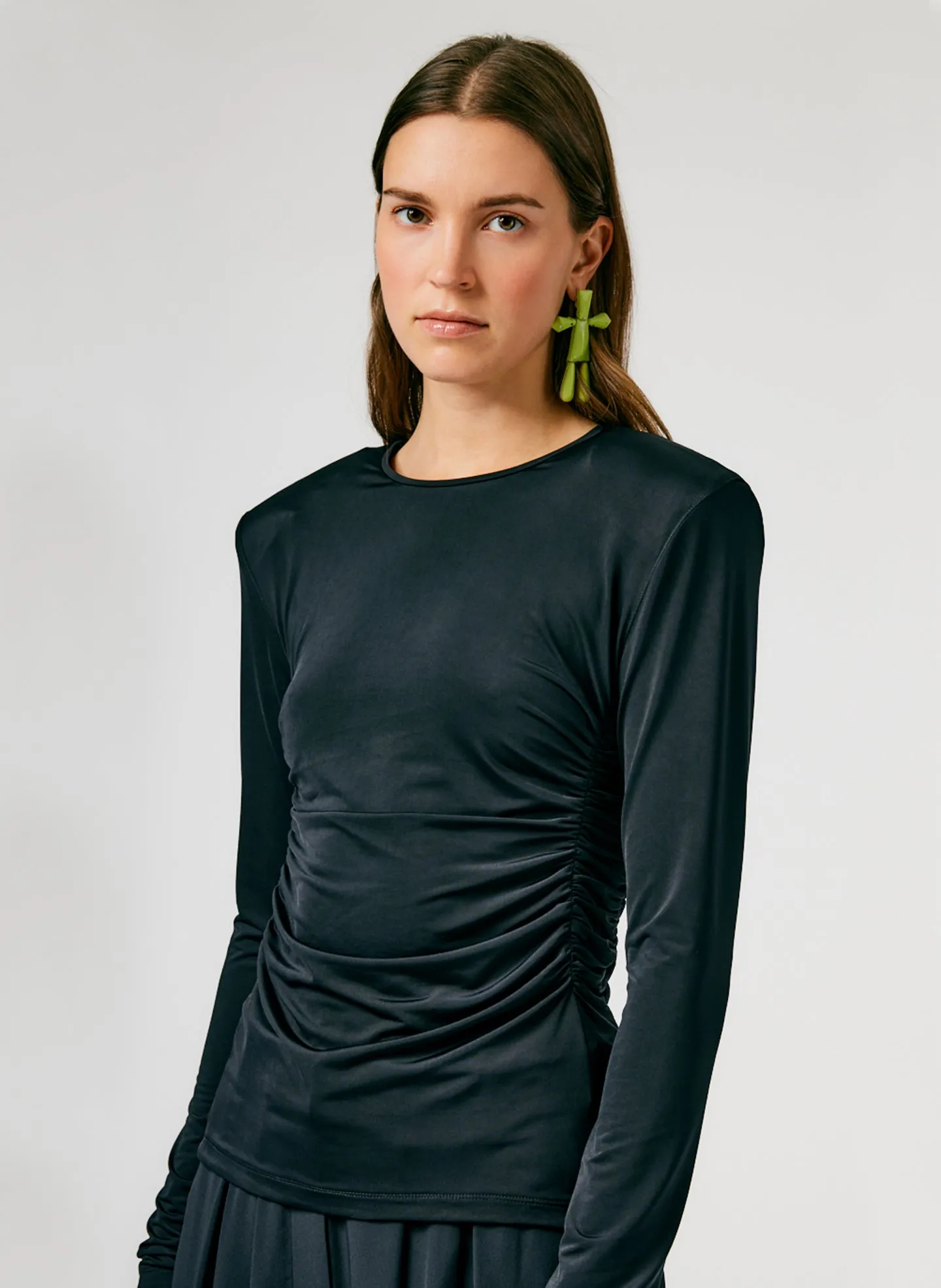 Micro Jersey Shoulderpad Fitted Crewneck Top sold by Tibi product image thumbnail 5