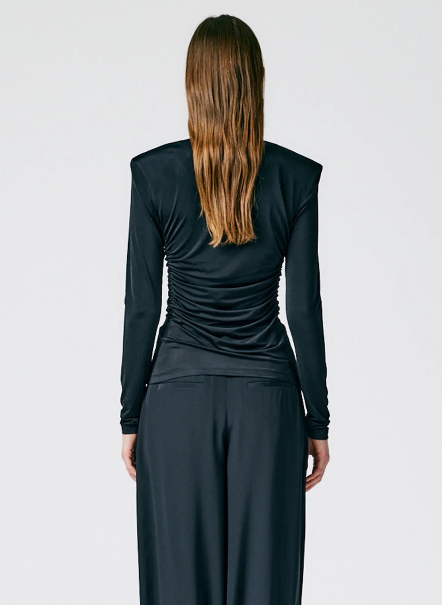Micro Jersey Shoulderpad Fitted Crewneck Top sold by Tibi product image thumbnail 4