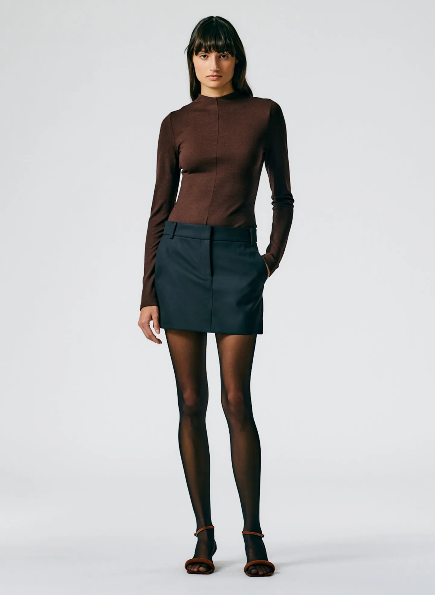 Heavy Wool Plainweave Mini Trouser Skirt sold by Tibi