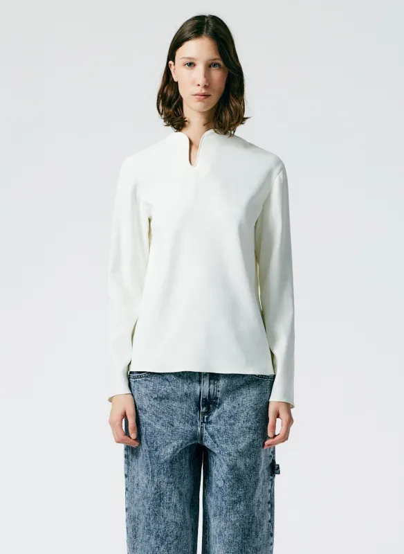 Chalky Drape Squiggly Neck Long Sleeve Top made by Tibi