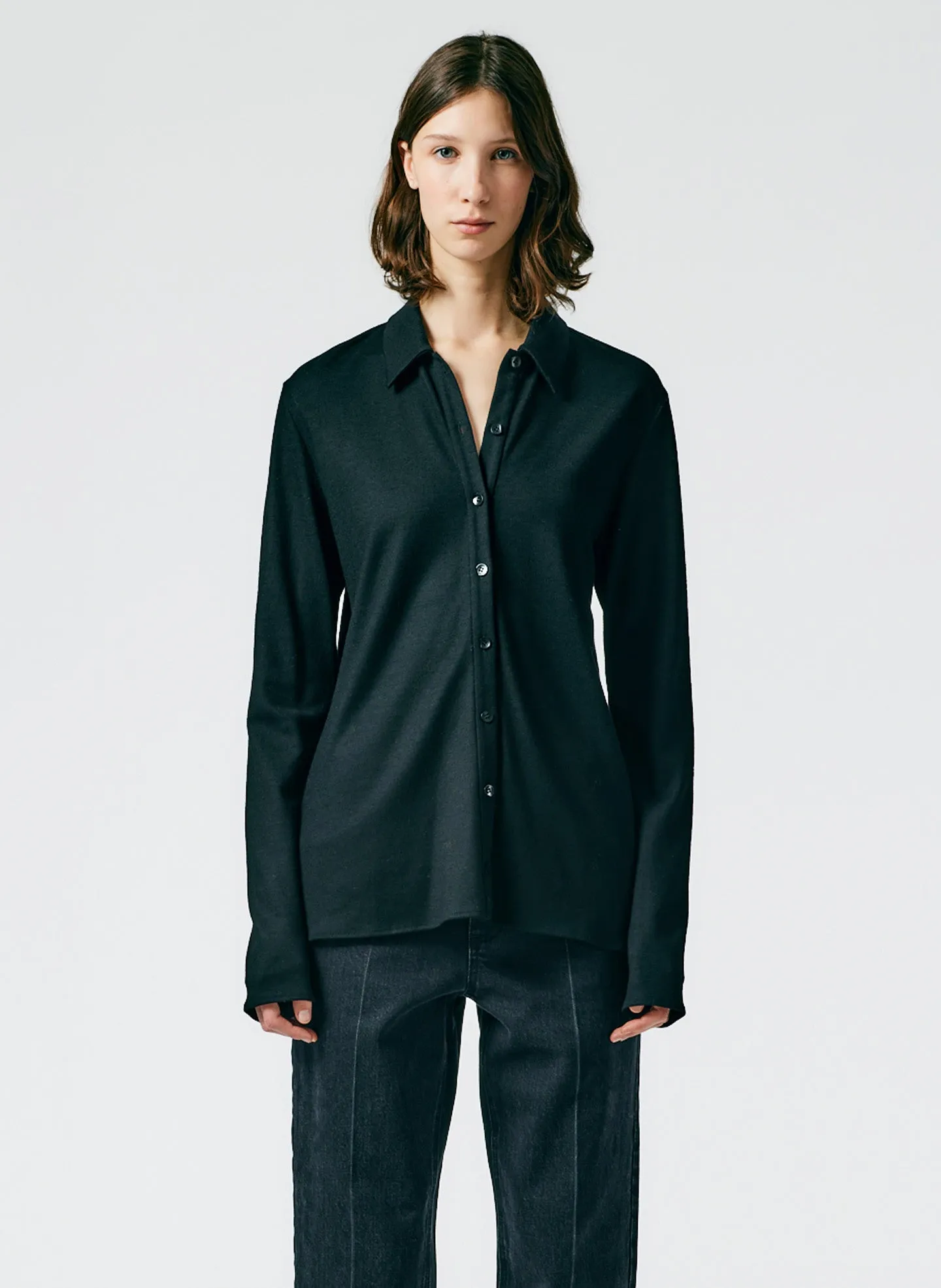 Wool Jersey Slim Shirt sold by Tibi product image thumbnail 3