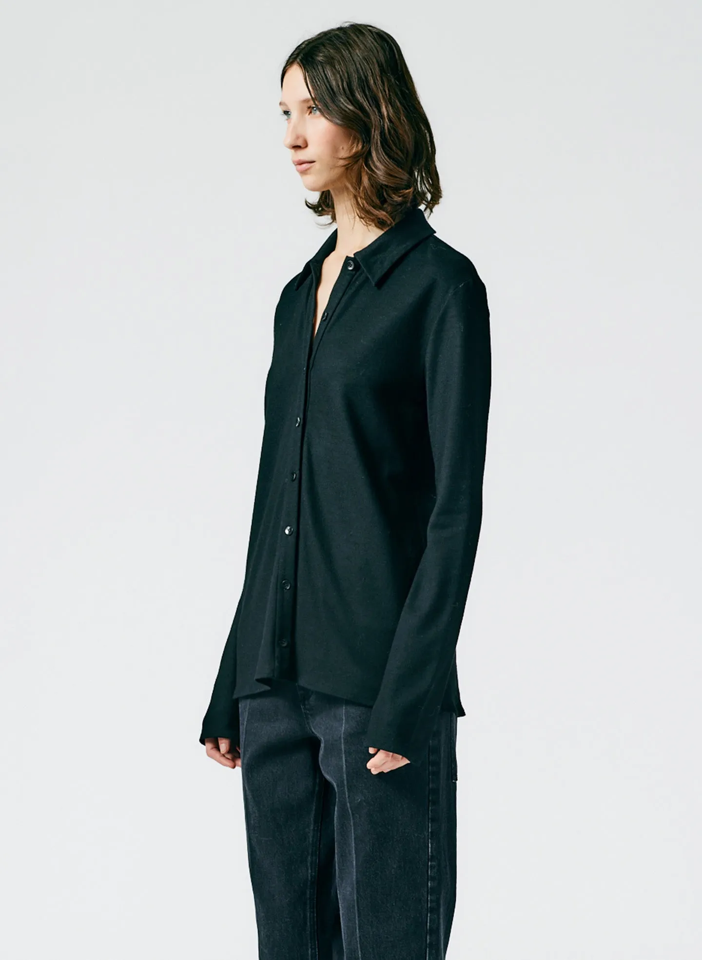 Wool Jersey Slim Shirt sold by Tibi product image thumbnail 4