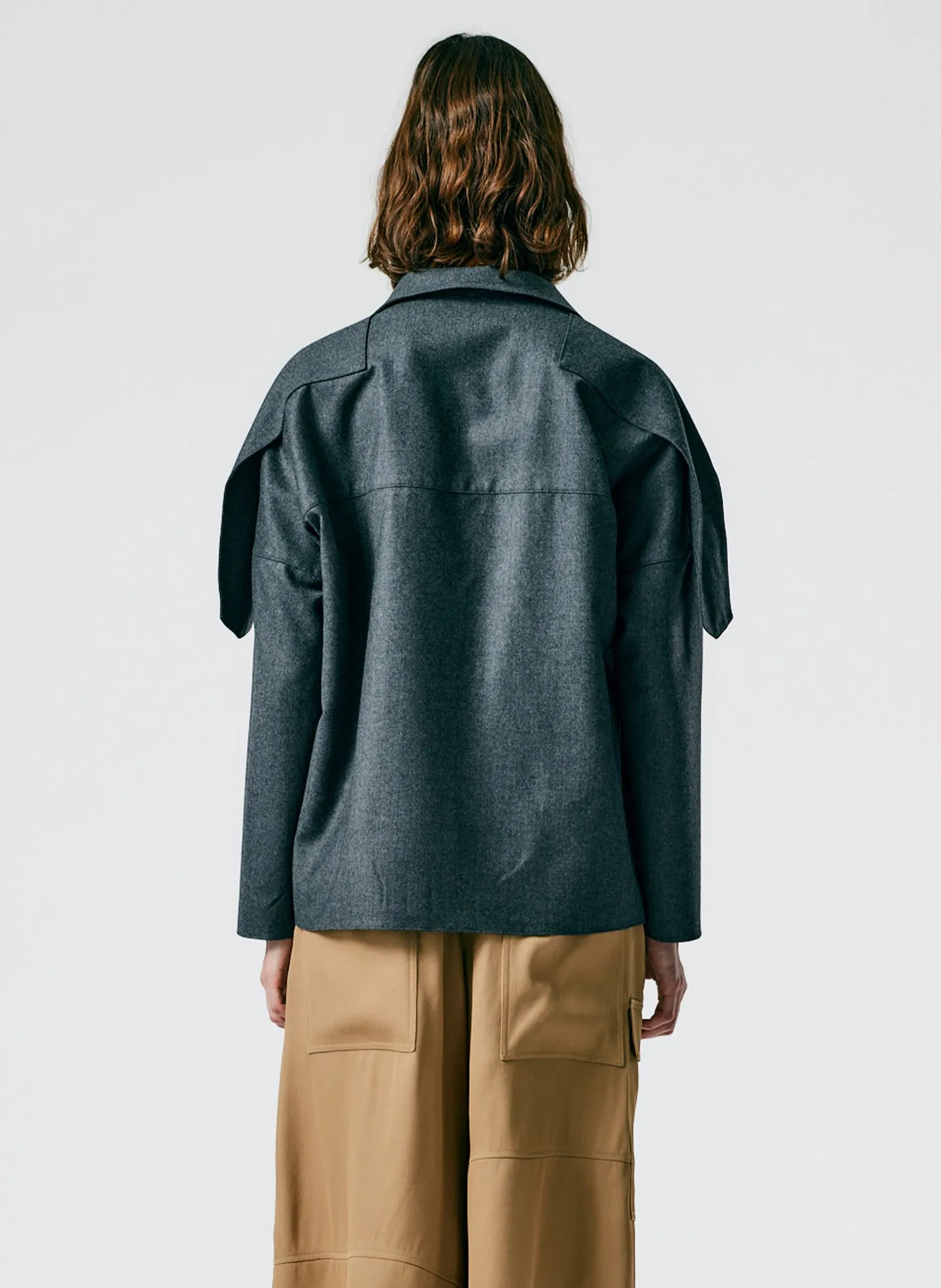 Superfine Wool Flannel V-Neck Top sold by Tibi product image thumbnail 4