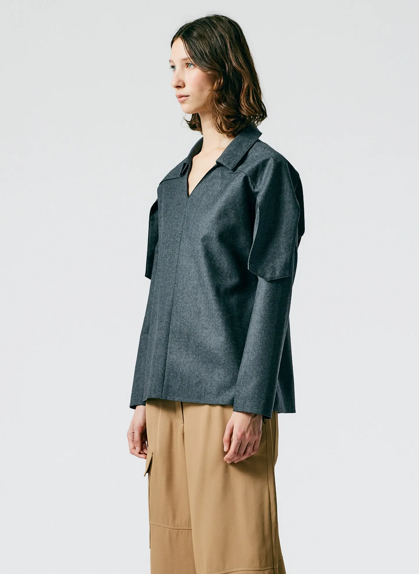 Superfine Wool Flannel V-Neck Top sold by Tibi product image thumbnail 3