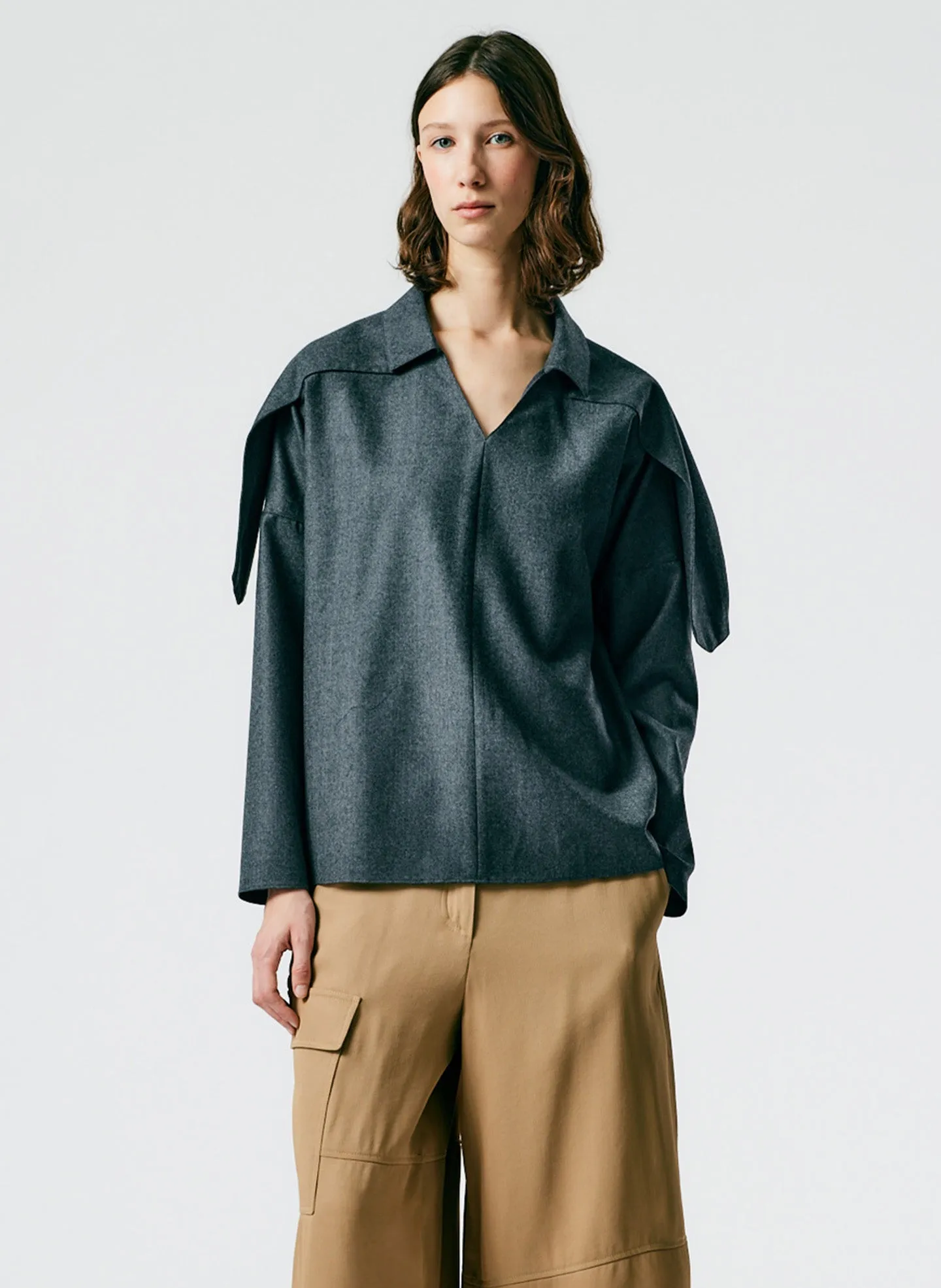Superfine Wool Flannel V-Neck Top sold by Tibi product image thumbnail 5