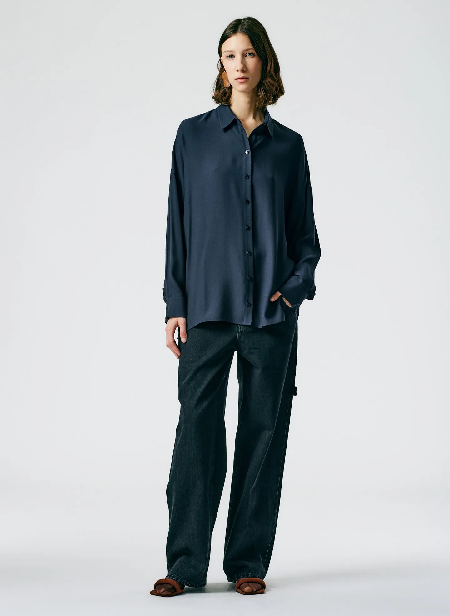 Feather Weight Eco Crepe Oversized Shirt sold by Tibi product image thumbnail 4