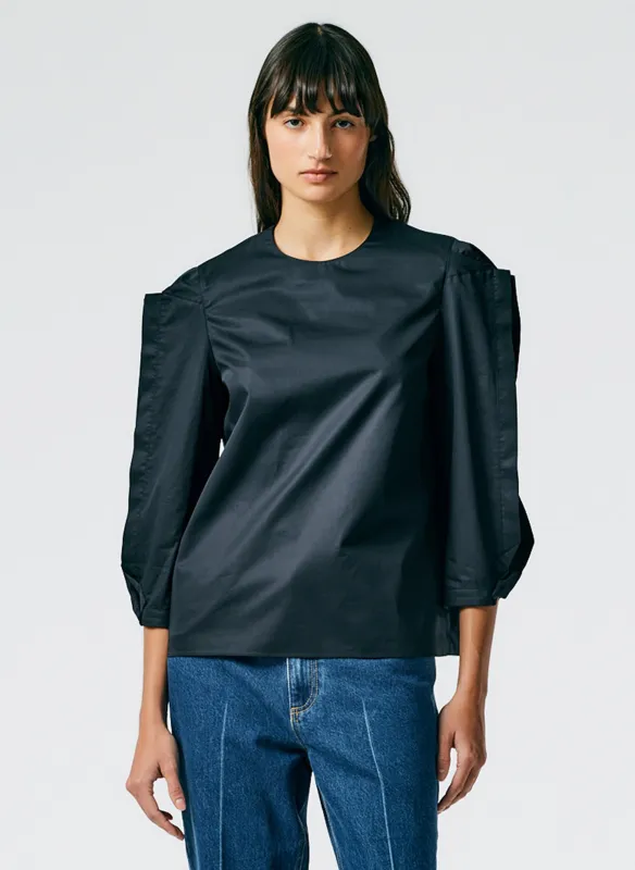 Lightweight Cotton Sateen Square Sleeve Top made by Tibi