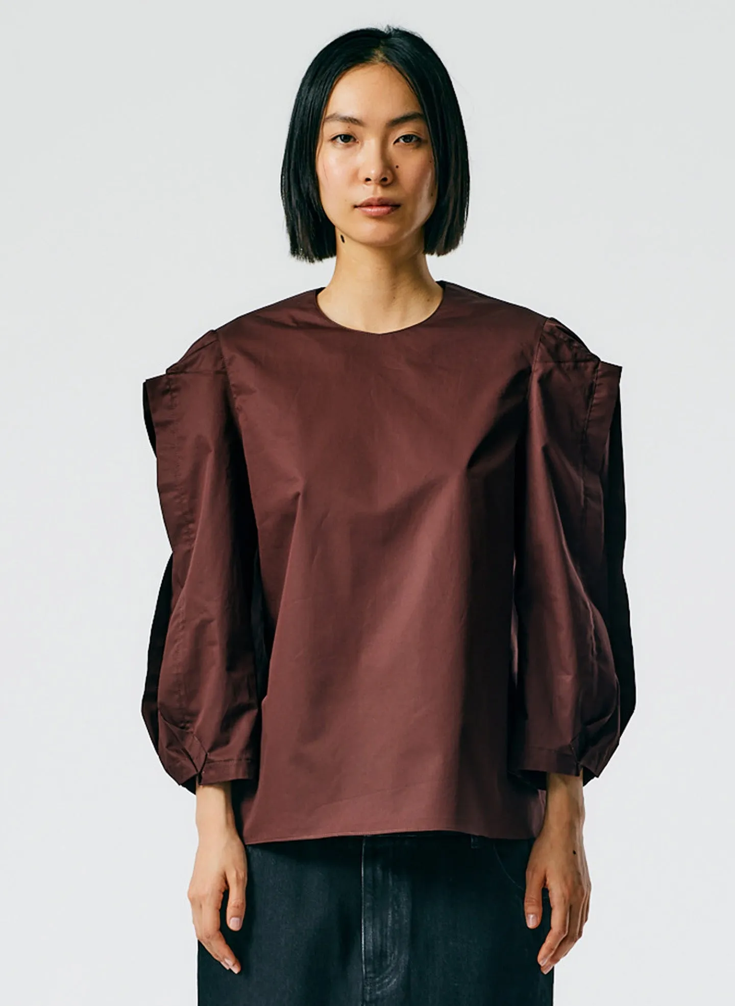 Lightweight Cotton Sateen Square Sleeve Top sold by Tibi product image thumbnail 2