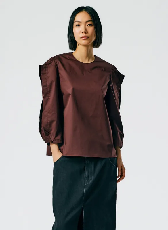Lightweight Cotton Sateen Square Sleeve Top sold by Tibi