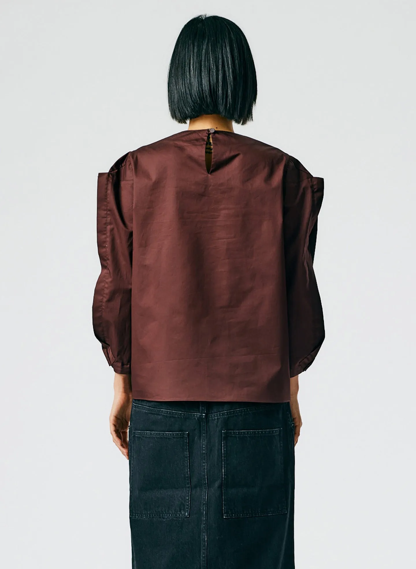 Lightweight Cotton Sateen Square Sleeve Top sold by Tibi product image thumbnail 4