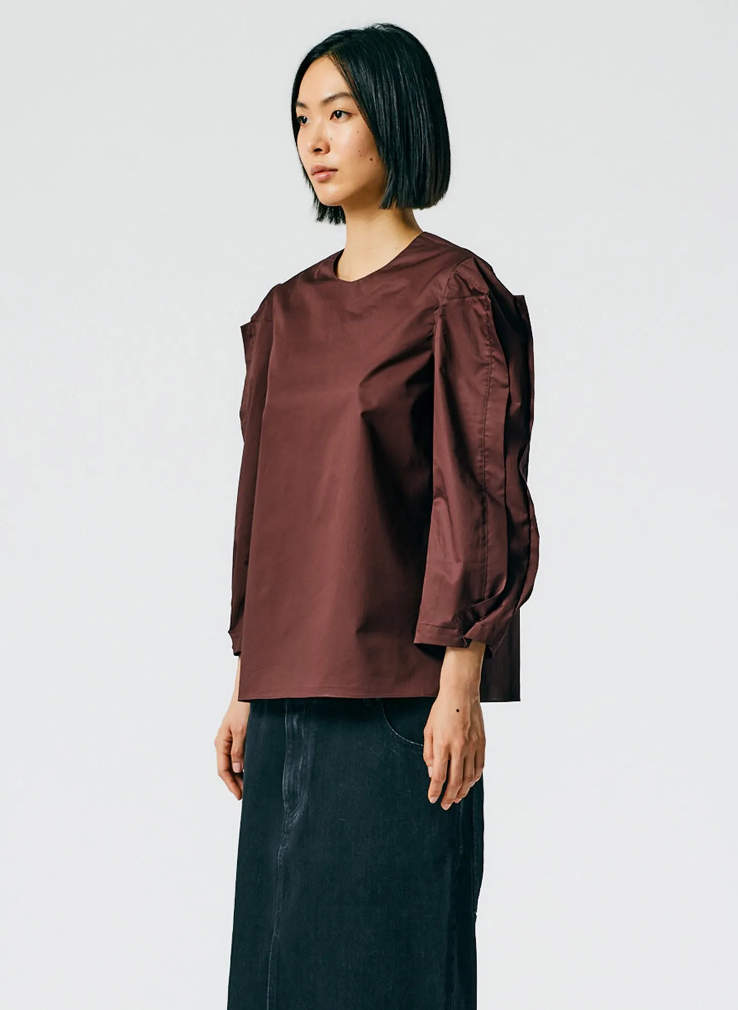 Lightweight Cotton Sateen Square Sleeve Top sold by Tibi product image thumbnail 3