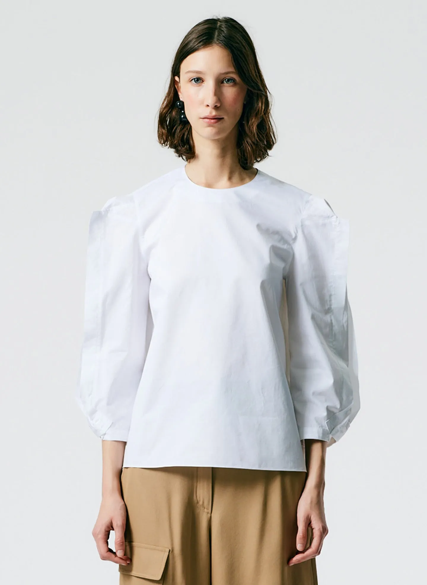 Lightweight Cotton Sateen Square Sleeve Top sold by Tibi product image thumbnail 2