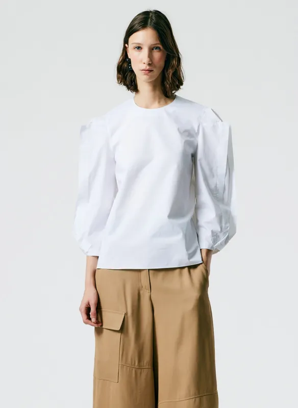 Lightweight Cotton Sateen Square Sleeve Top made by Tibi