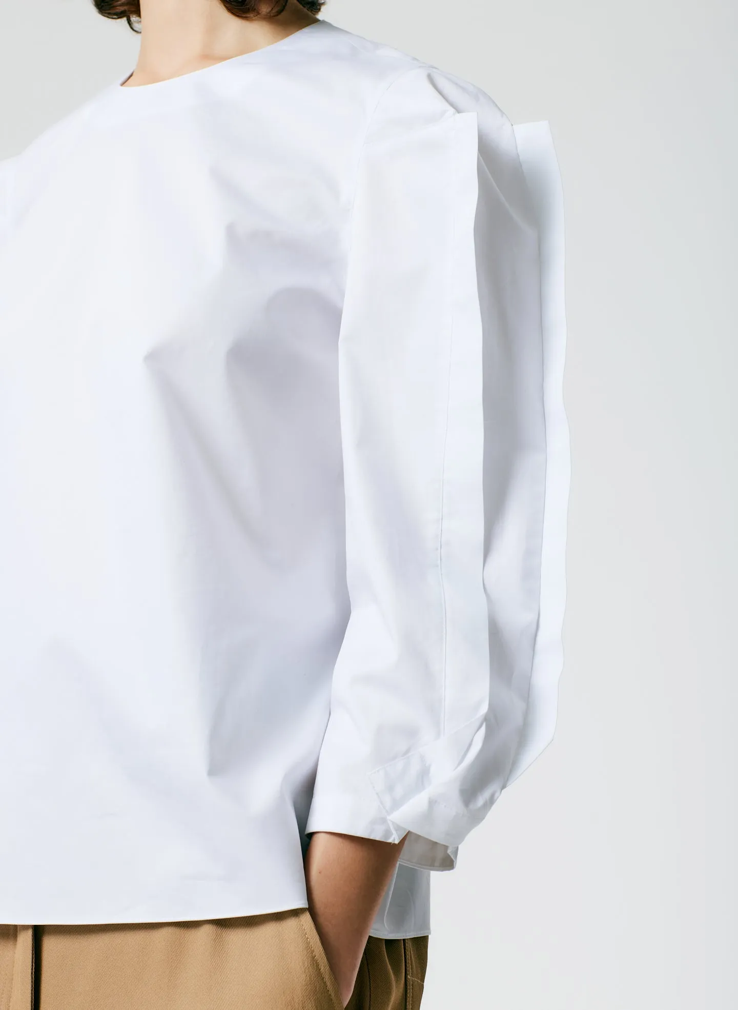 Lightweight Cotton Sateen Square Sleeve Top sold by Tibi product image thumbnail 3