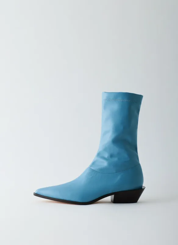 Leo Faux Nappa Stretch Low Boot made by Tibi