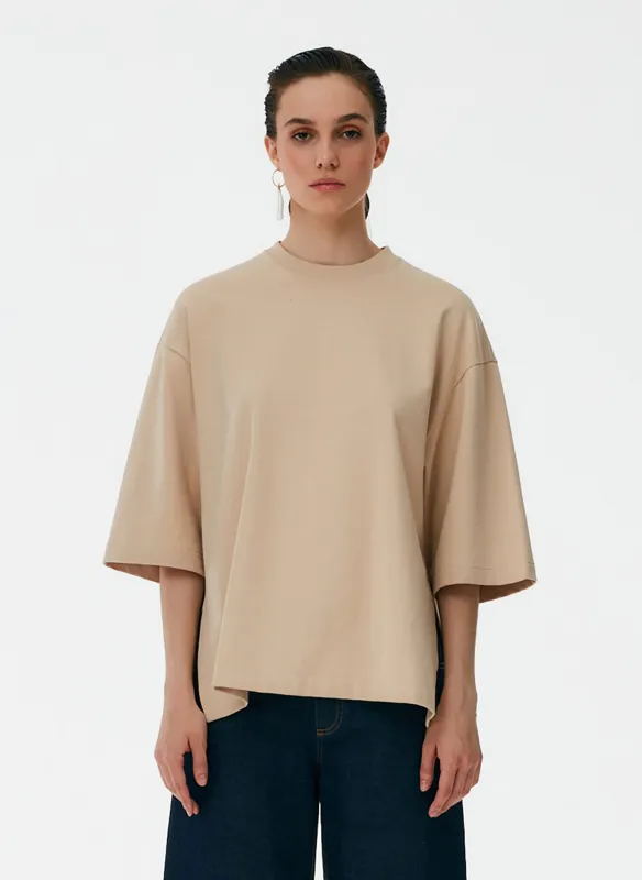 Punto Milano Crew With Side Slits T-Shirt made by Tibi