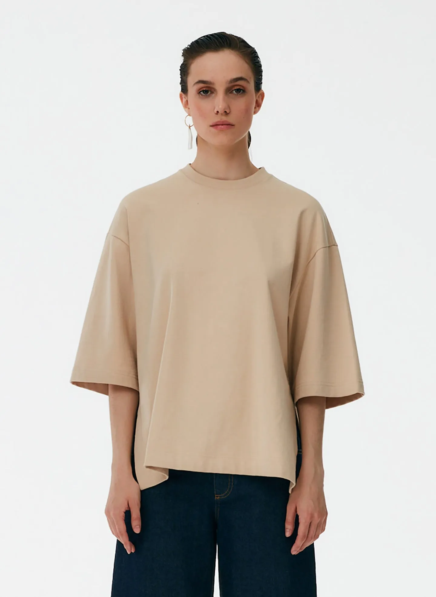 Punto Milano Crew With Side Slits T-Shirt sold by Tibi