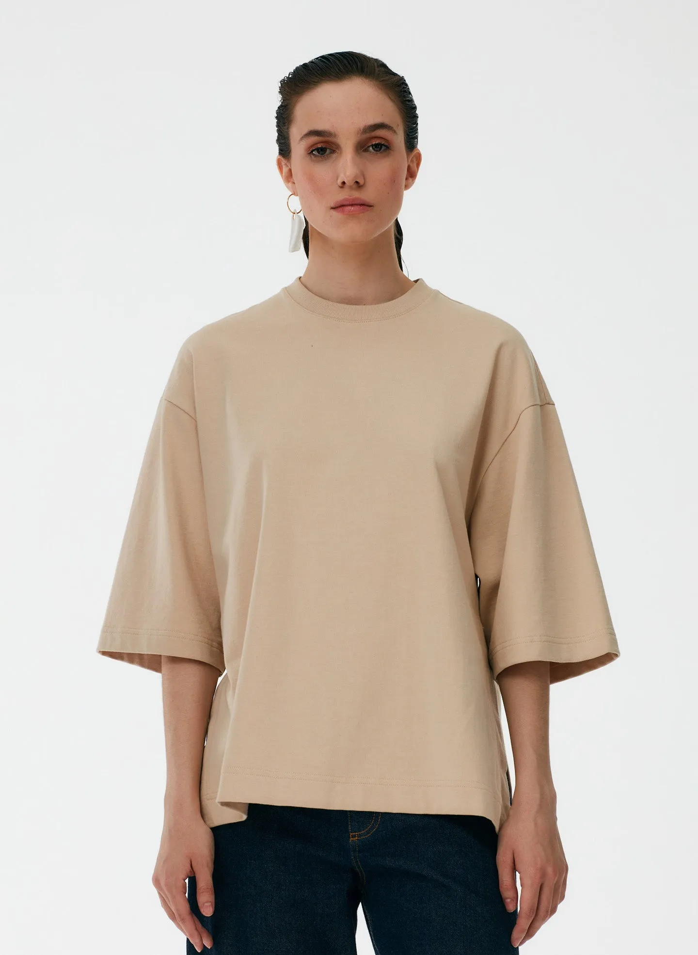 Punto Milano Crew With Side Slits T-Shirt sold by Tibi product image thumbnail 5