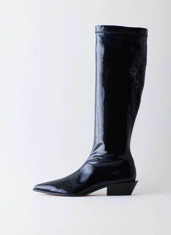 Bronson Faux Patent Leather Boot - Regular Calf made by Tibi