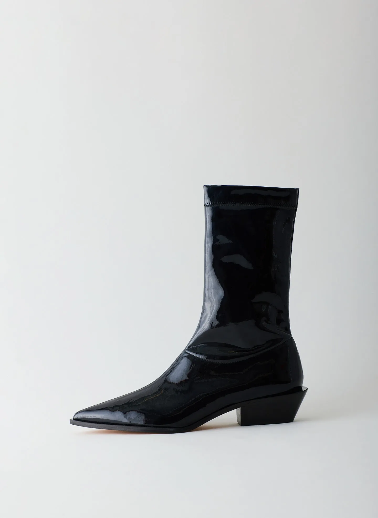 Leo Patent Leather Low Boot sold by Tibi
