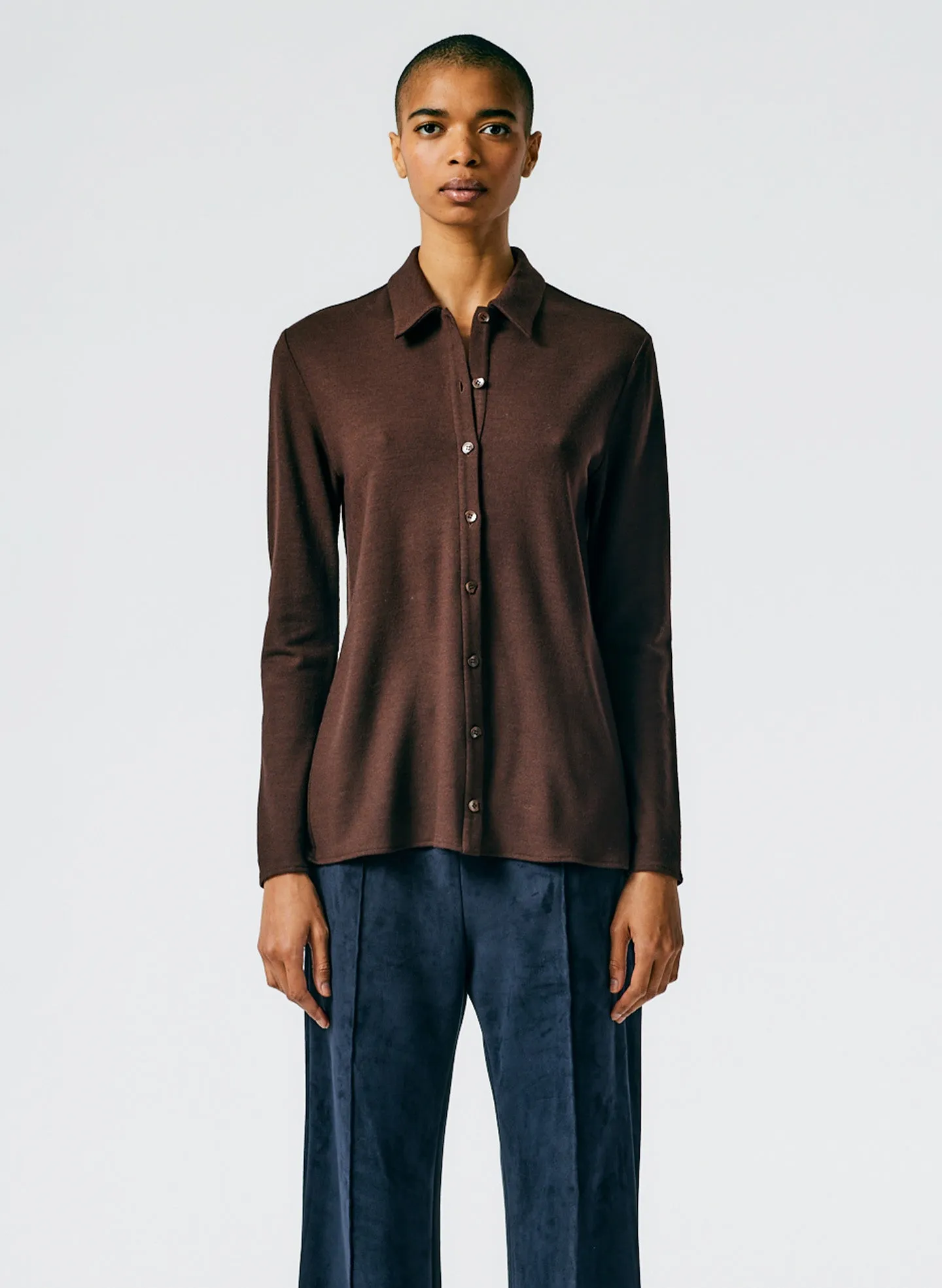 Wool Jersey Slim Shirt sold by Tibi product image thumbnail 3