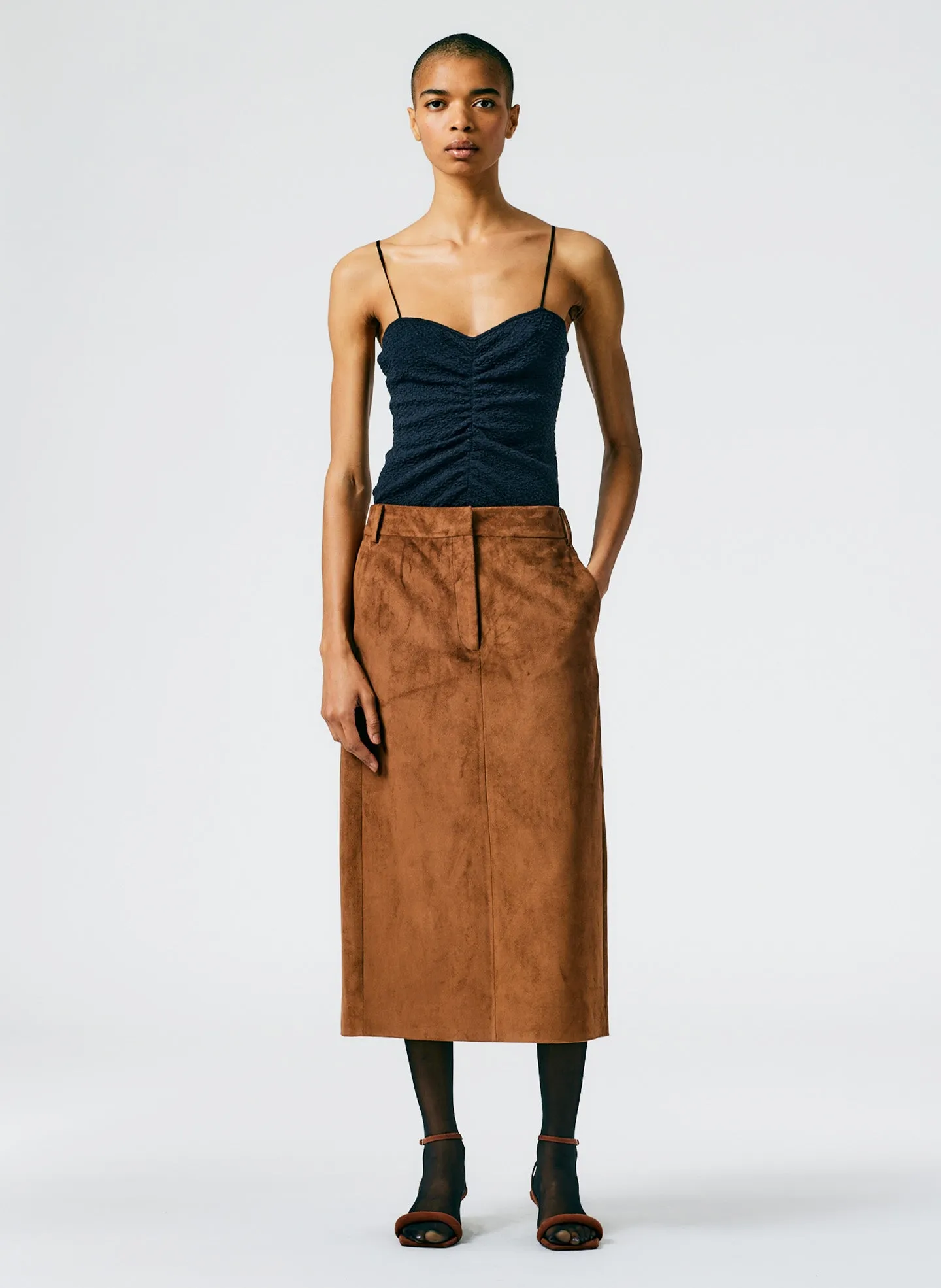 Ultrasuede Midi Trouser Skirt sold by Tibi