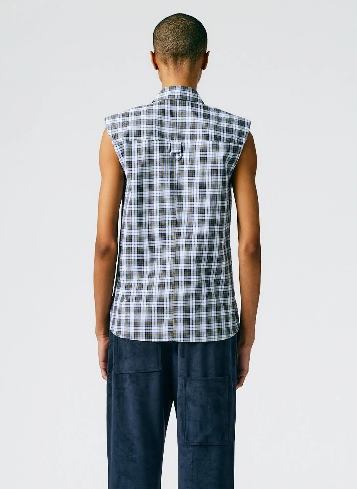 Reynolds Plaid Sleeveless Shoulderpad Shirt sold by Tibi product image thumbnail 4
