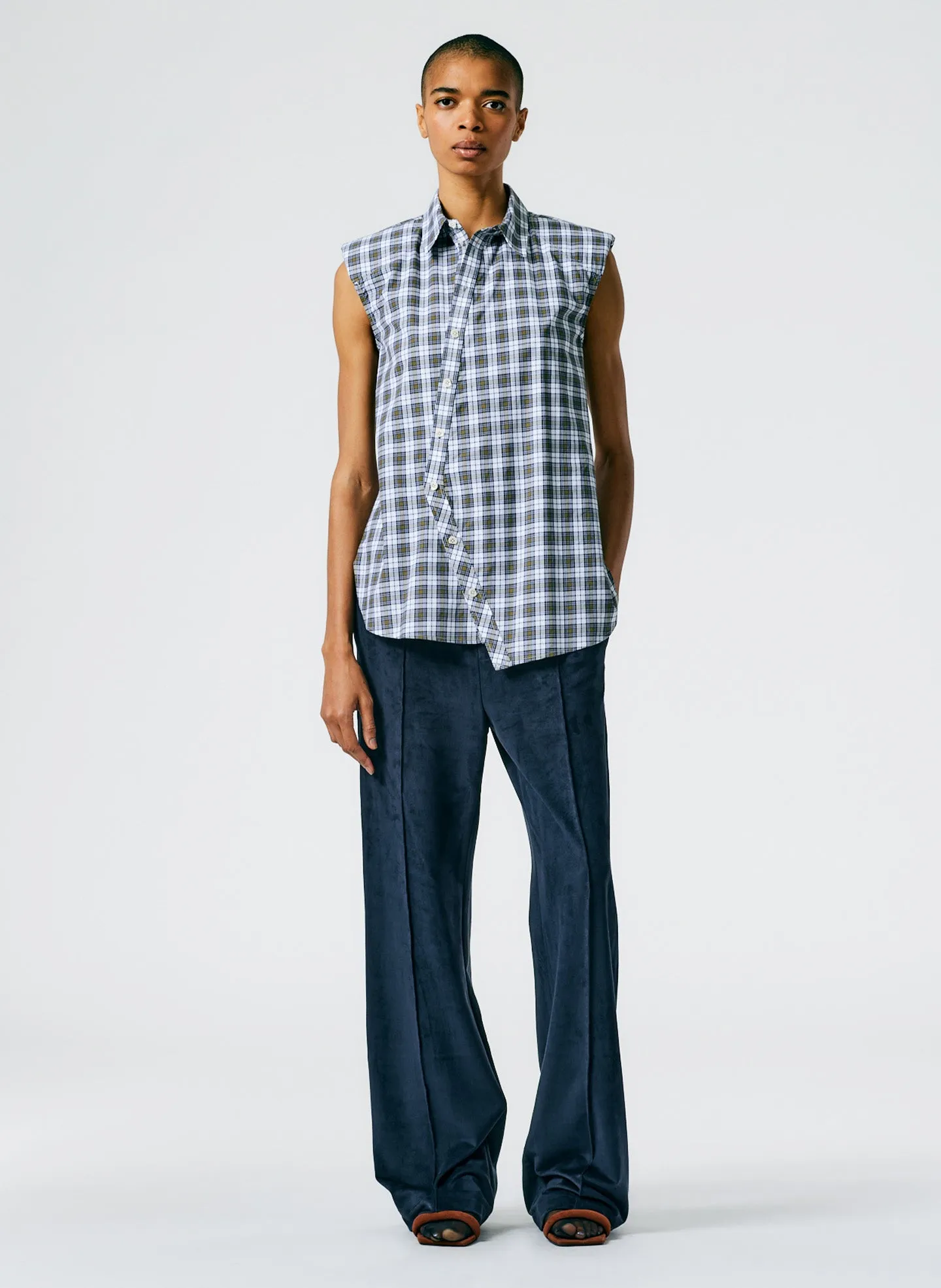 Reynolds Plaid Sleeveless Shoulderpad Shirt sold by Tibi product image thumbnail 5