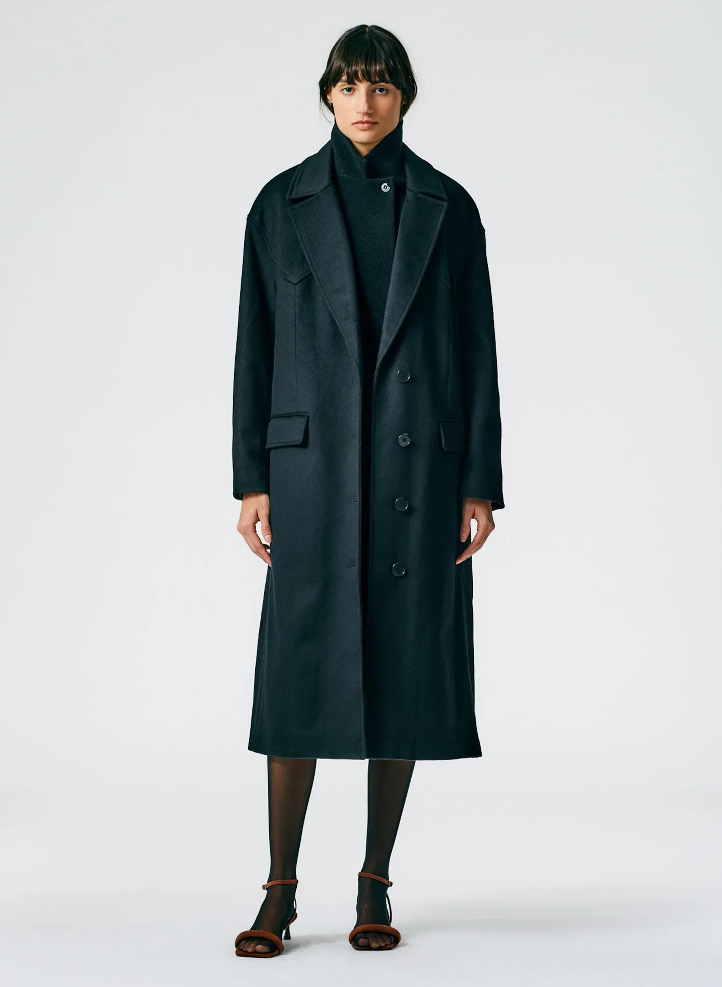 Recycled Wool Cashmere Liam Western Seamed Coat sold by Tibi