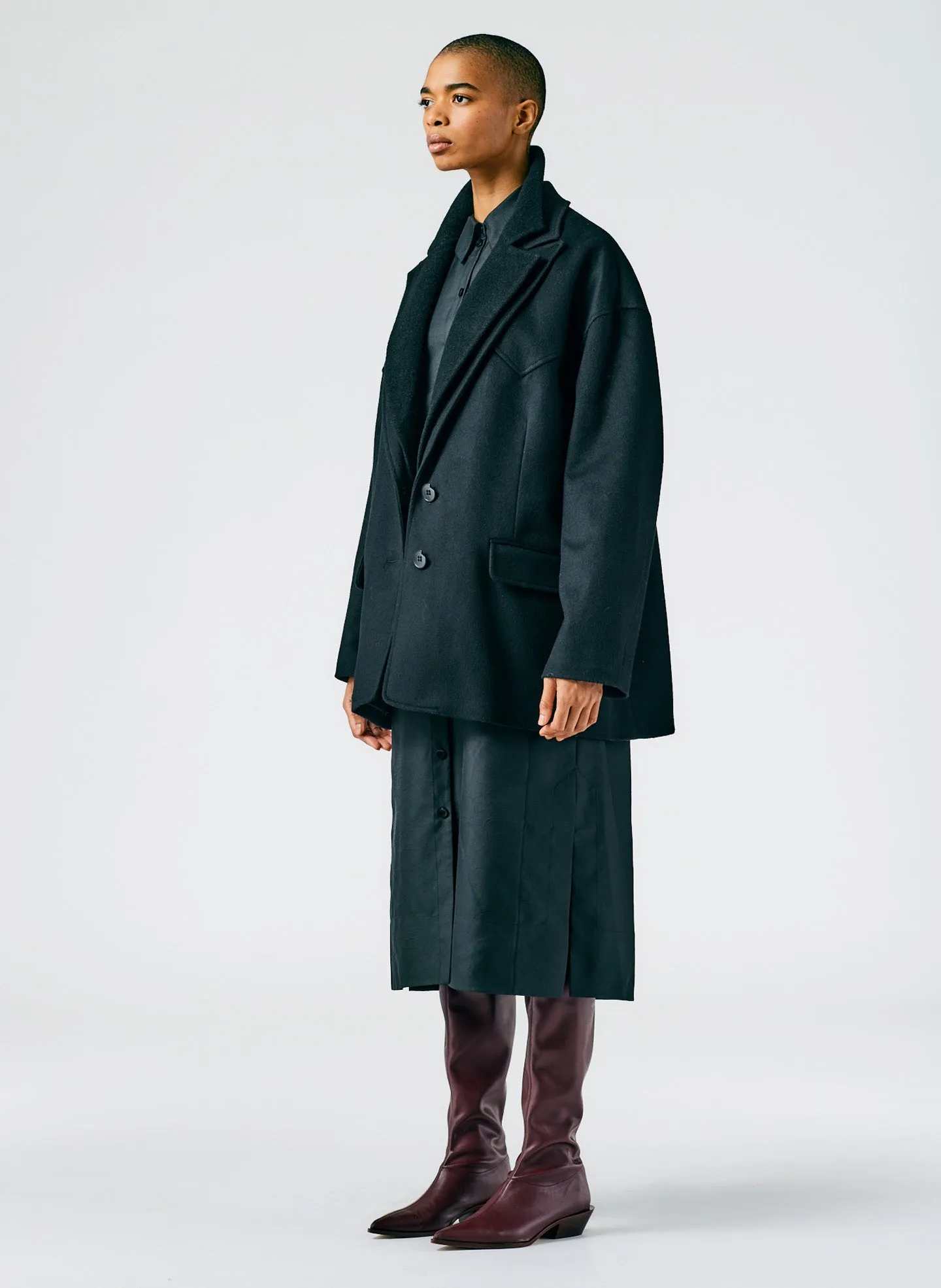 Recycled Wool Cashmere Double Collar Liam Jacket sold by Tibi product image thumbnail 3