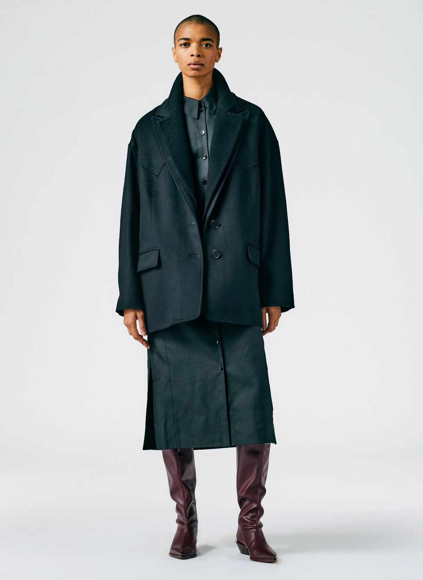 Recycled Wool Cashmere Double Collar Liam Jacket sold by Tibi