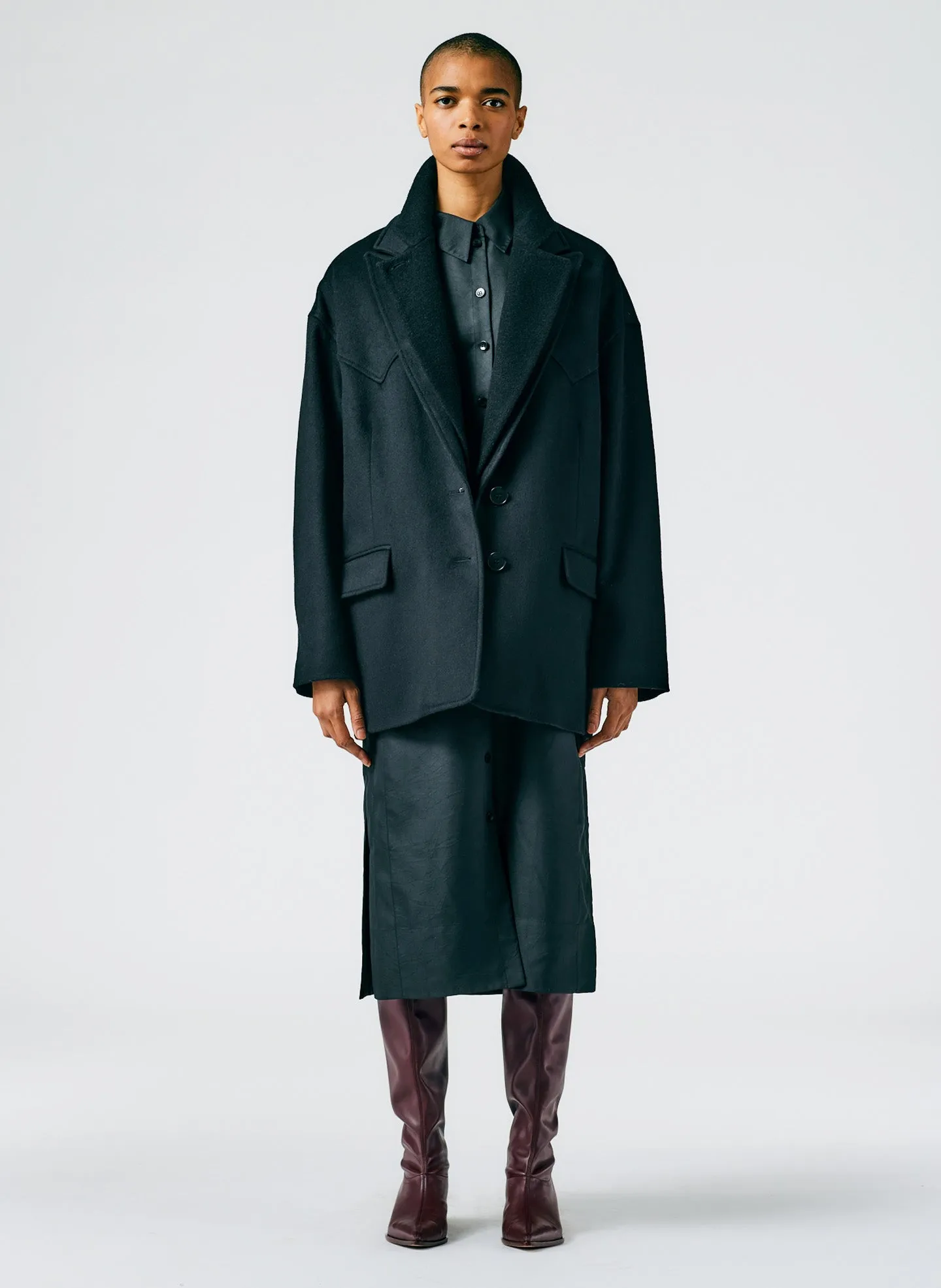Recycled Wool Cashmere Double Collar Liam Jacket sold by Tibi product image thumbnail 2